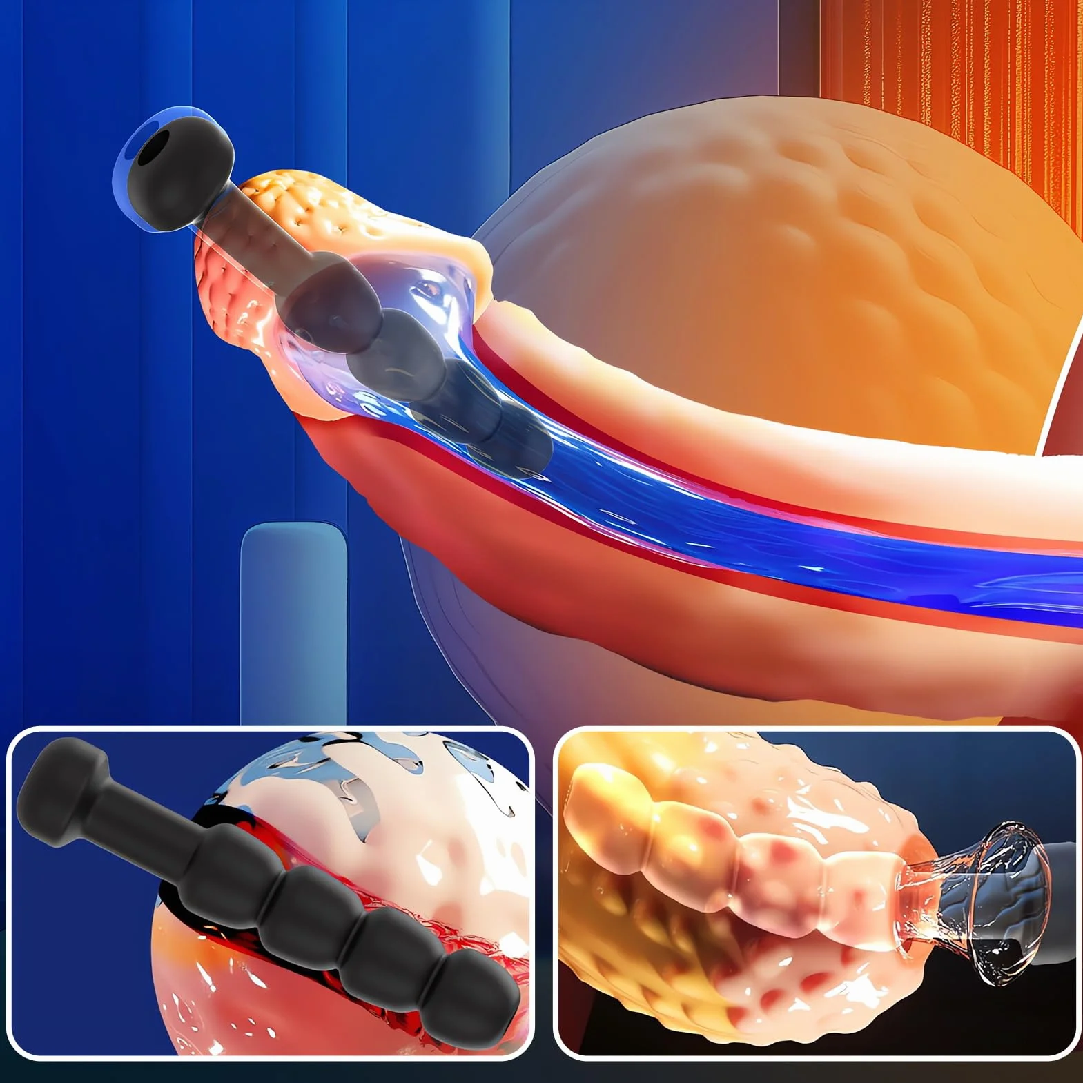 Roluck Set di Dilatatori Uretrali per Uomo, Catetere in Silicone, Sex Toys SM per Massaggio Prostatico, Perline Uretrali (3 Pezzi)