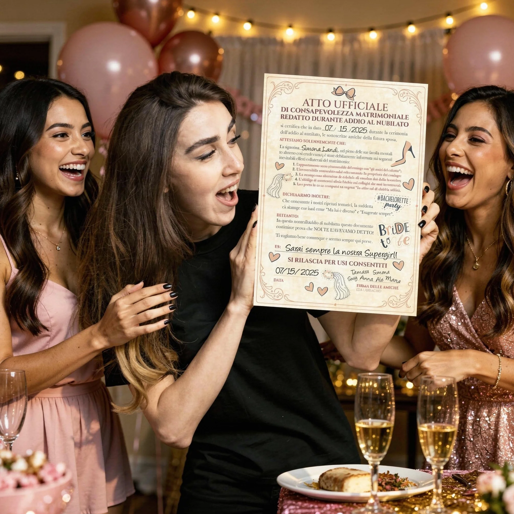KAÏDENSÏ Gadget Addio al Nubilato Sposa - Pergamena Atto di Consapevolezza Matrimoniale - Accessori Team Bride Divertenti - Kit Idea Regalo Originale