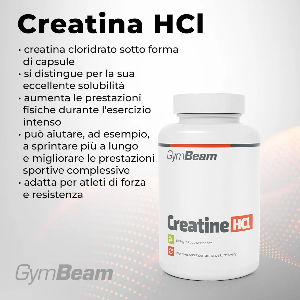 GymBeam Creatina Capsule HCL, Creatina Cloridrato, Eccellente Praticitá, Aumenta Le Prestazioni Fisiche, Adatta per Atleti di Forza e Resistenza, Migliora Prestazioni Sportive, Formato in Capsula