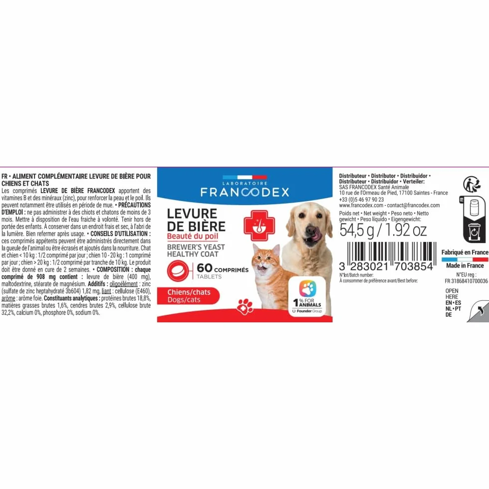 Francodex Lievito di Birra Cane Gatto 60 Compresse