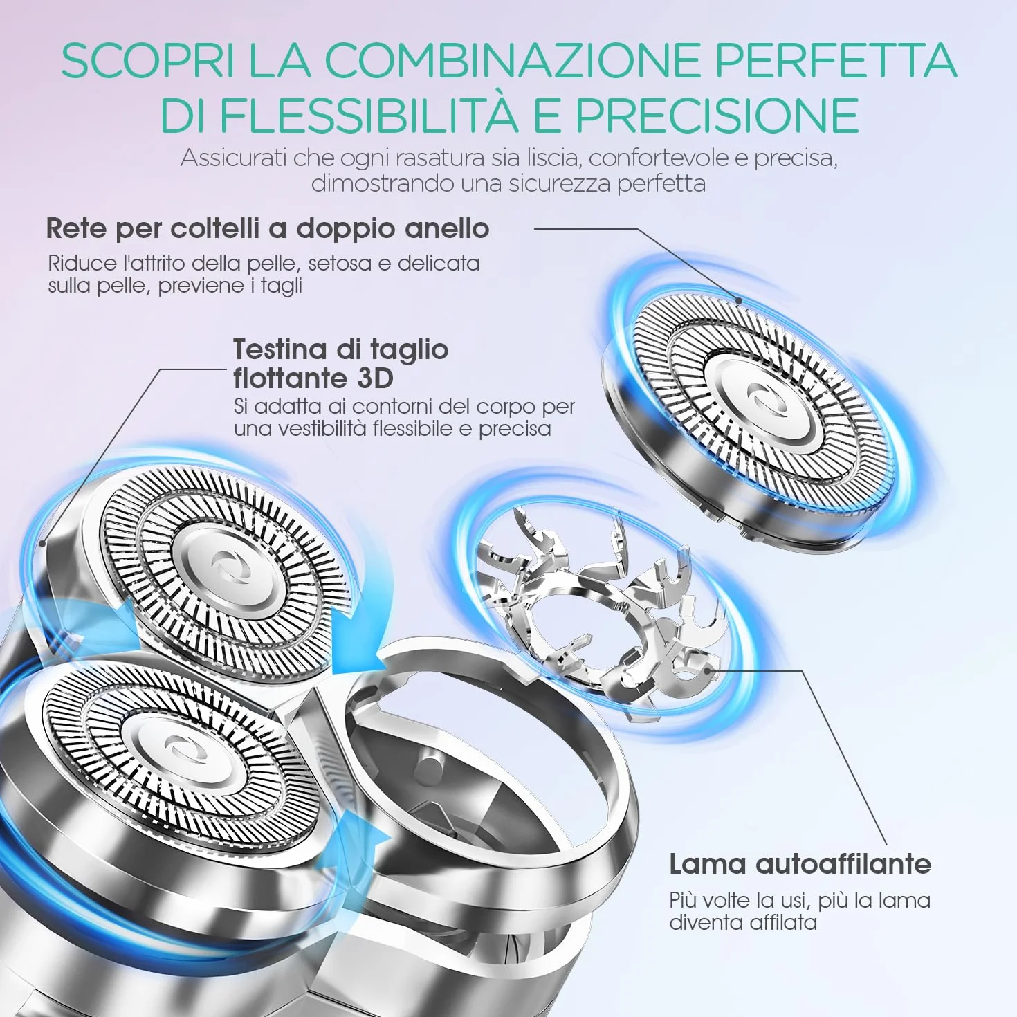 VOYOR Rasoio Elettrico Donna Depilatore Corpo Donna Rasoio Donna Inguine Viso Corpo Braccia Gambe, Impermeabile Rasoio Elettrico Corpo Portatile E Ricaricabile Rasoio Donna Elettrico ES310 (Viola)