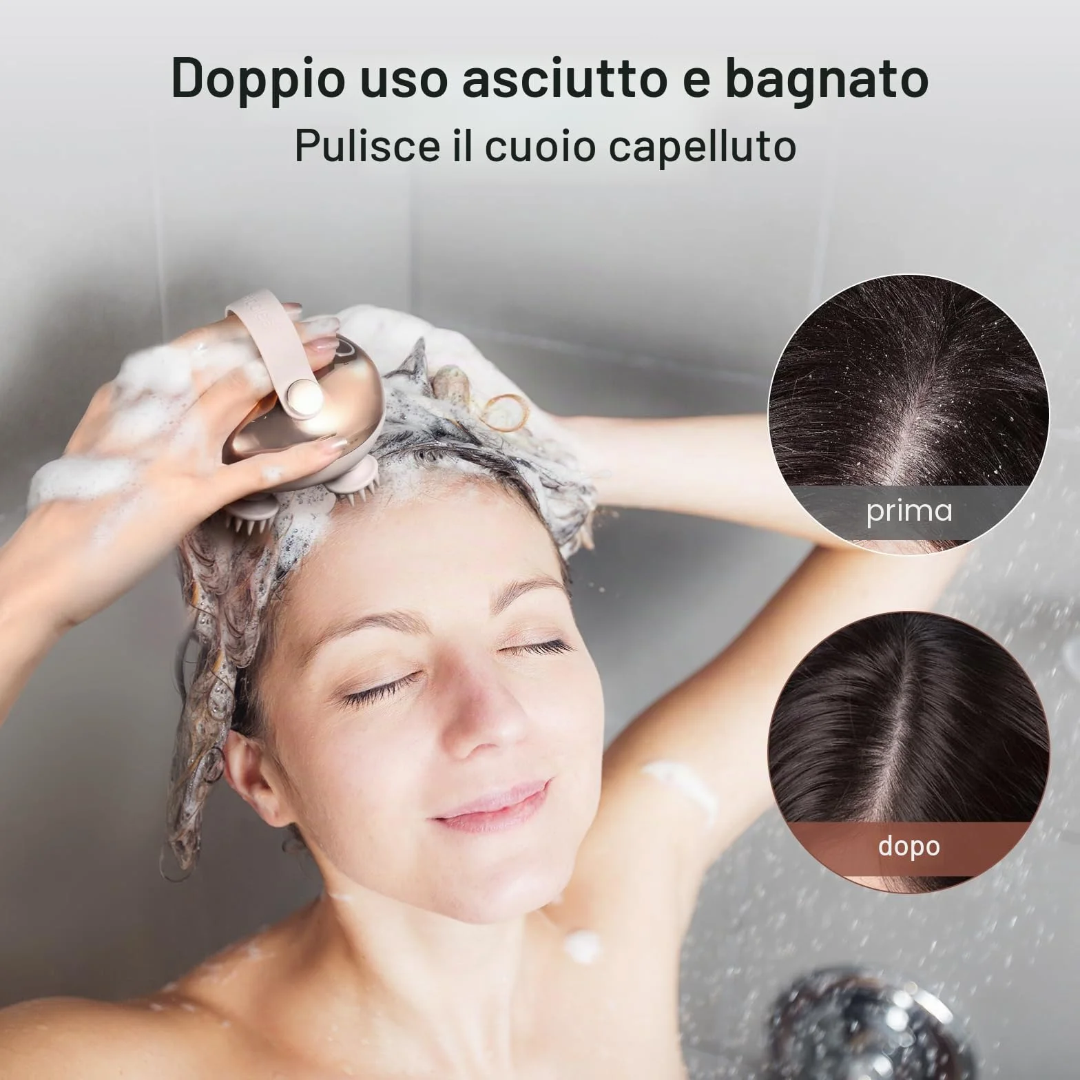 arboleaf Massaggiatore Cuoio Capelluto e Corpo Elettrico Massaggiatore Testa Ricaricabile Impermeabile IPX7 con 8 Teste di Massaggio in Silicone Per il Rilassamento del Corpo, Regalo, Rosa