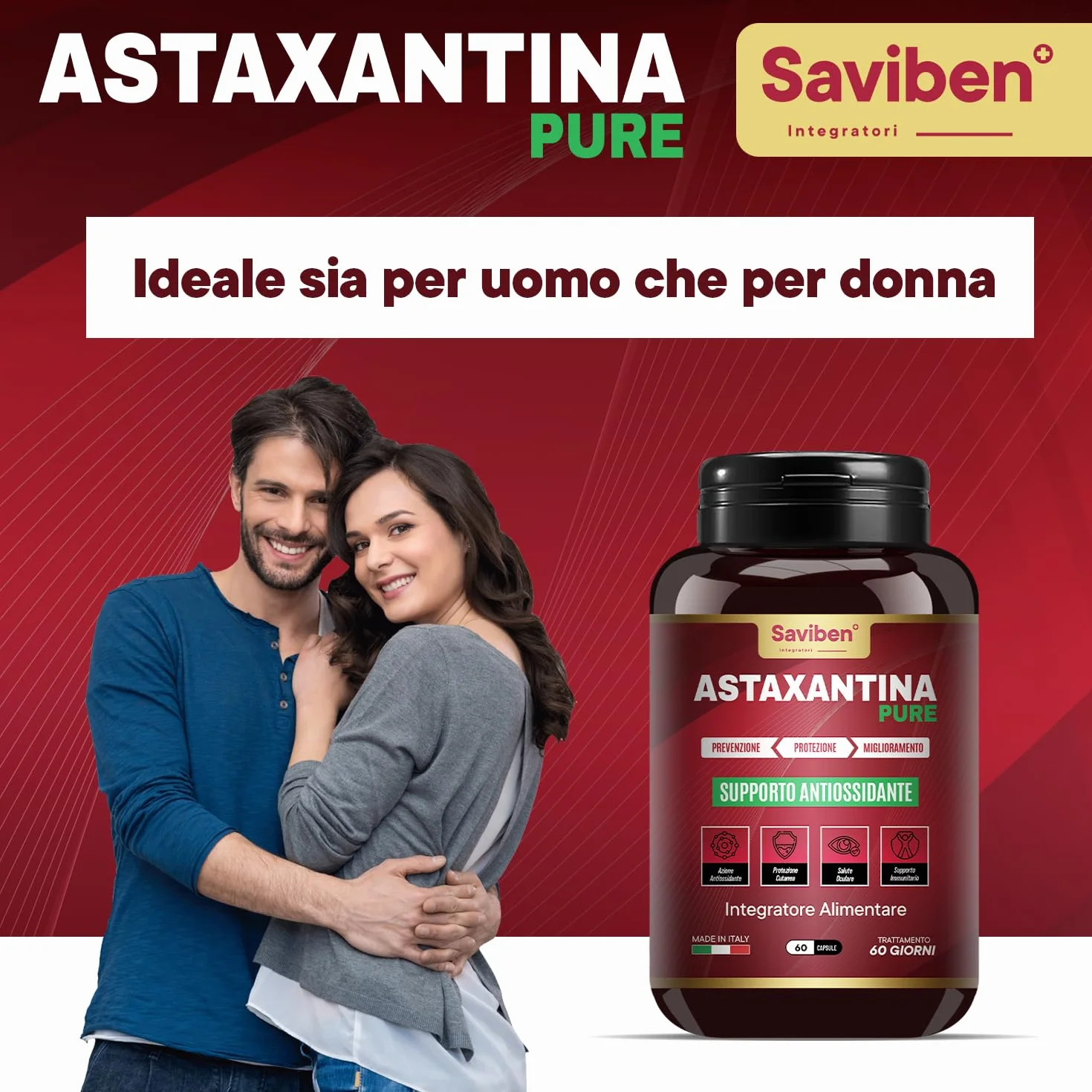 Astaxantina 8mg Capsule Antiossidante Naturale per Occhi Pelle Articolazioni Difese Immunitarie