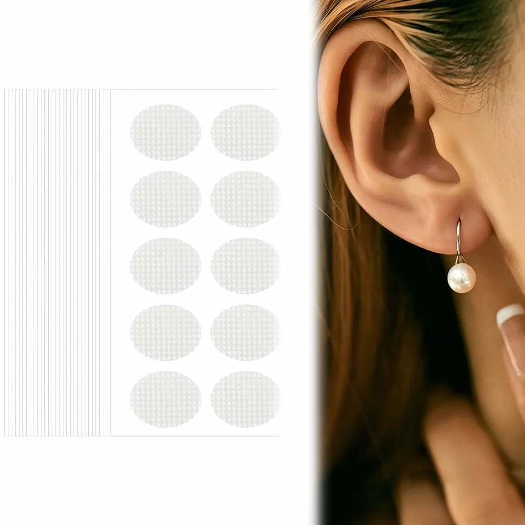 NJCXOLA 300 Pezzi Ear Lobe Support Patches, Alleviare la Pressione Causata Dall'allungamento Dell'orecchio, Cerotti per Orecchie a Sventola, Patch per Uomo Donna Orecchino Resistente