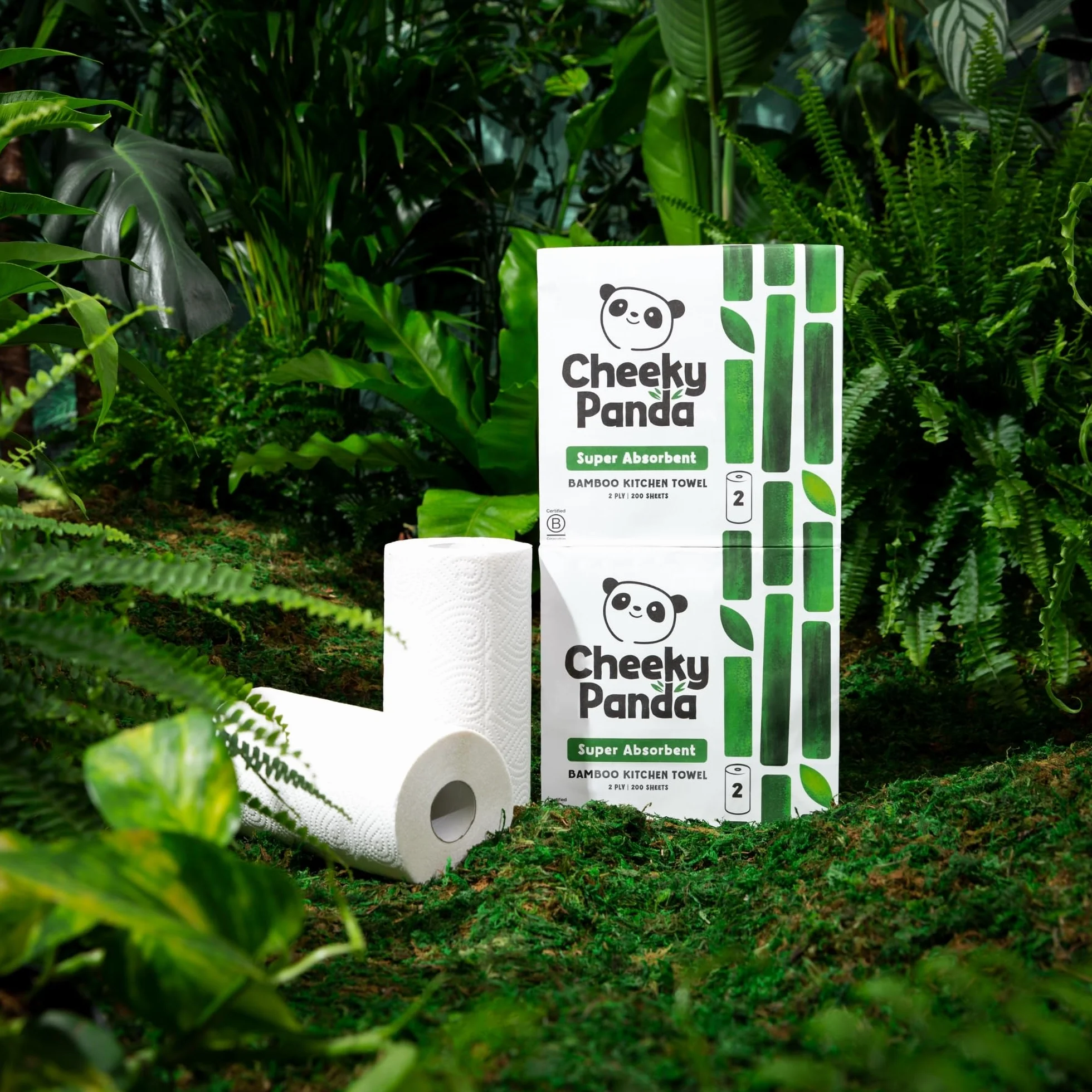 The Cheeky Panda Carta Cucina in Bambù 10 Rotoli Carta Asciugatutto 1000 Fogli Assorbenti 2 Veli