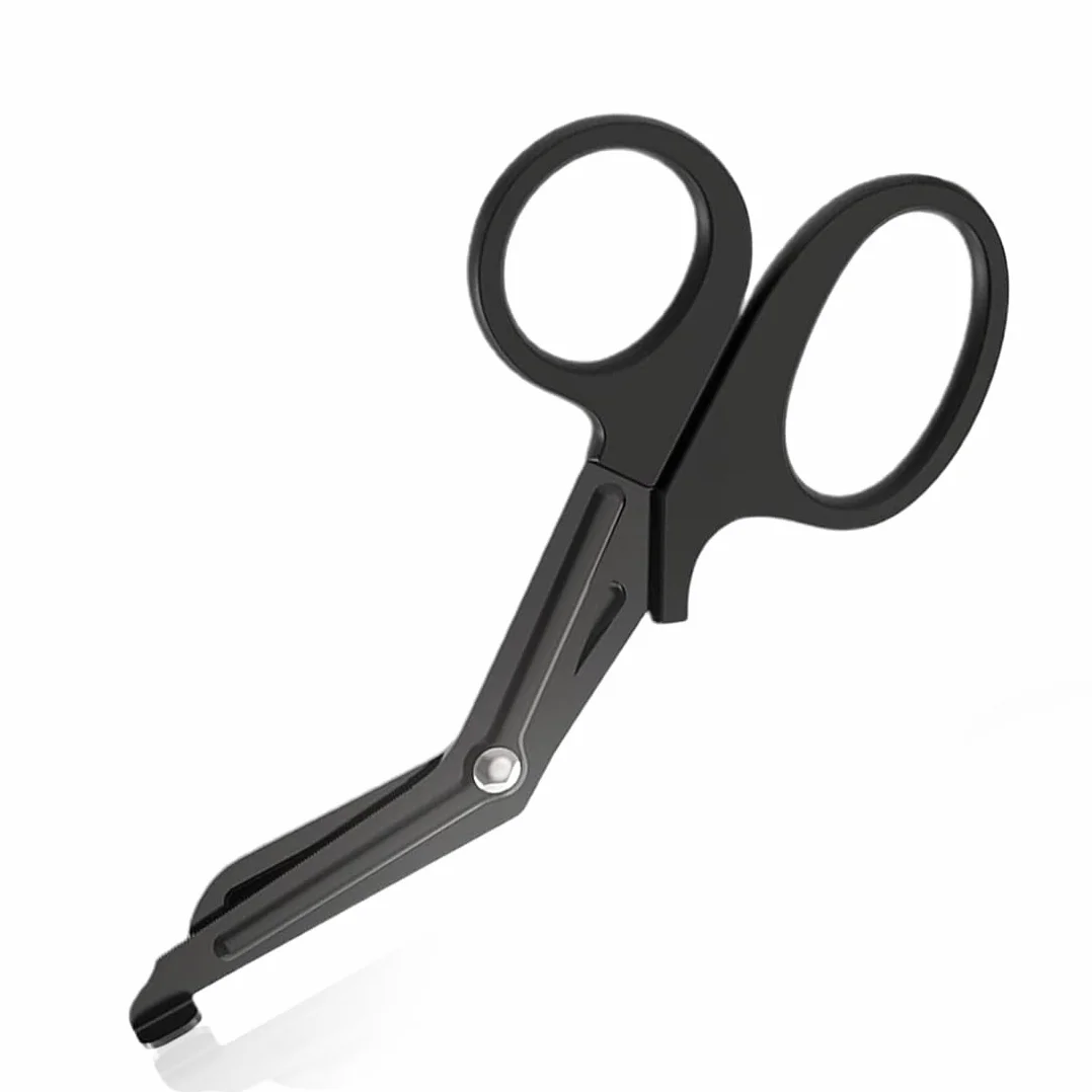 Cesoie di Emergenza, Forbici per Soccorso Infermieristico di Pronto Soccorso per Trauma mediche EMT in Acciaio Inossidabile Paramedici Forbici piegate,18,5 cm (Nero)