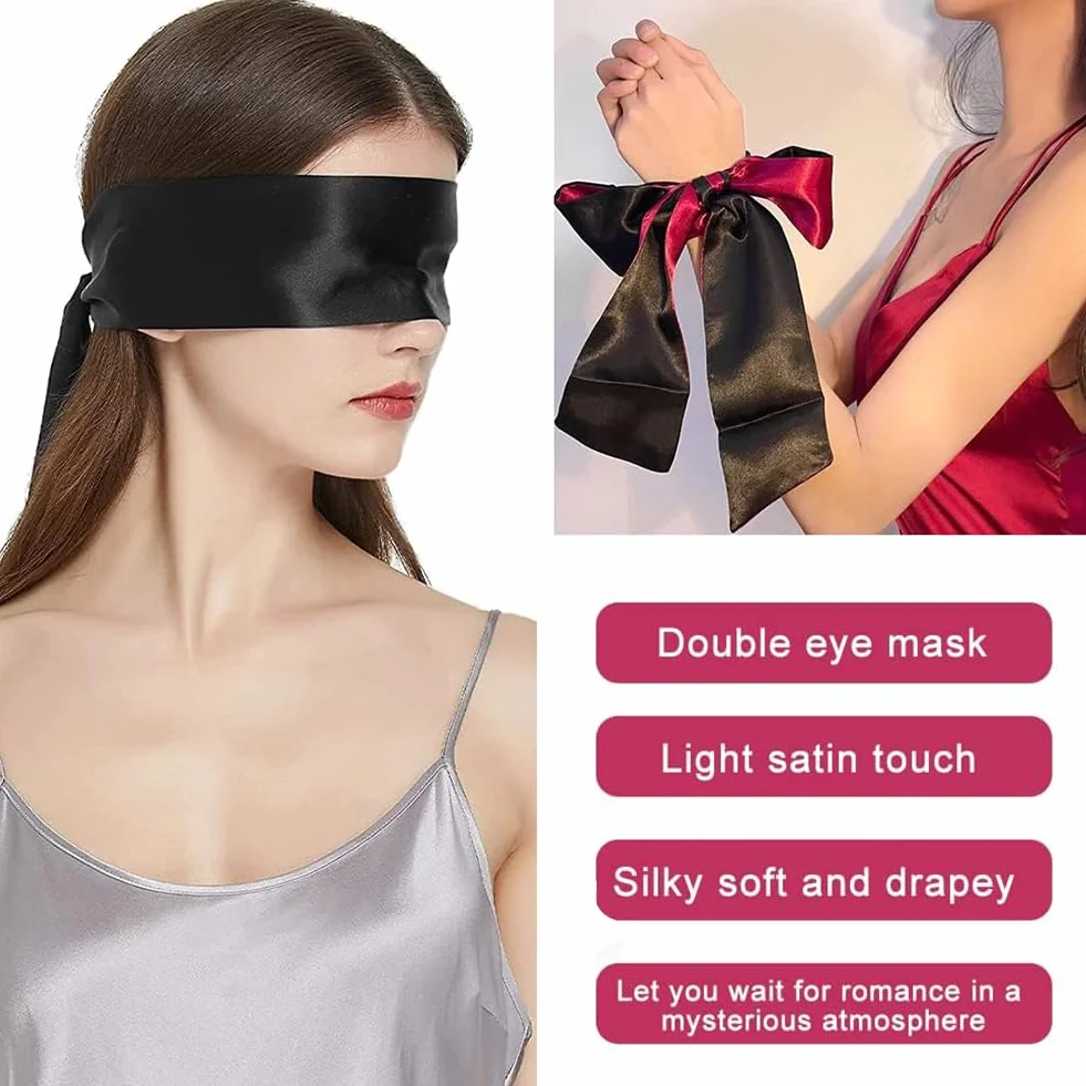 Maschera per Occhi in Raso Benda Sexy 2pcs Nero Rosa Nera