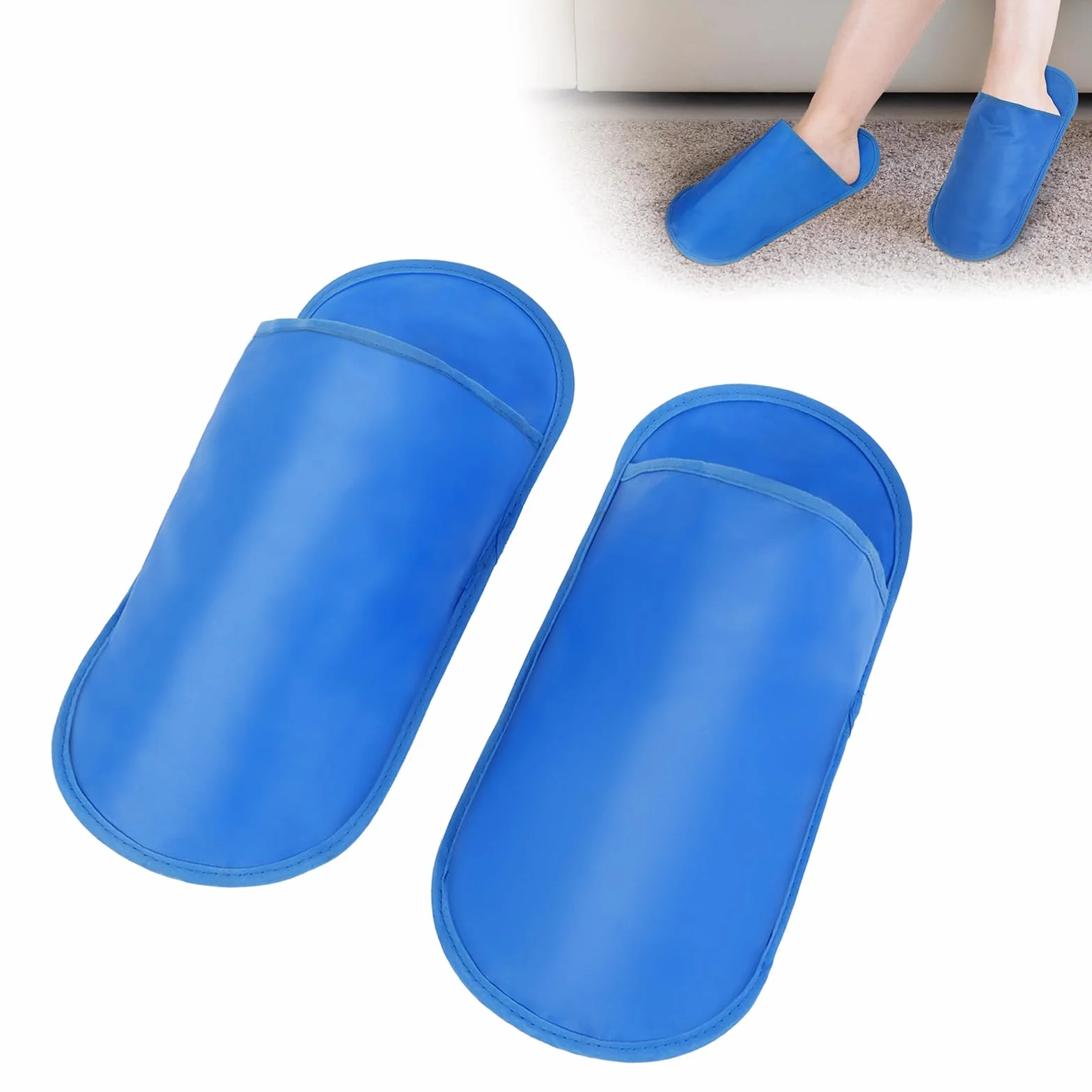 AOOWU Calzini Refrigeranti In Gel, 1 Paio Scarpe Refrigeranti, Ghiaccio Gel Riutilizzabile per Piede per Chemioterapia, Reuma, Gotta, Mal di Piedi E Distorsioni, Taglia Unica Unisex (Blu）