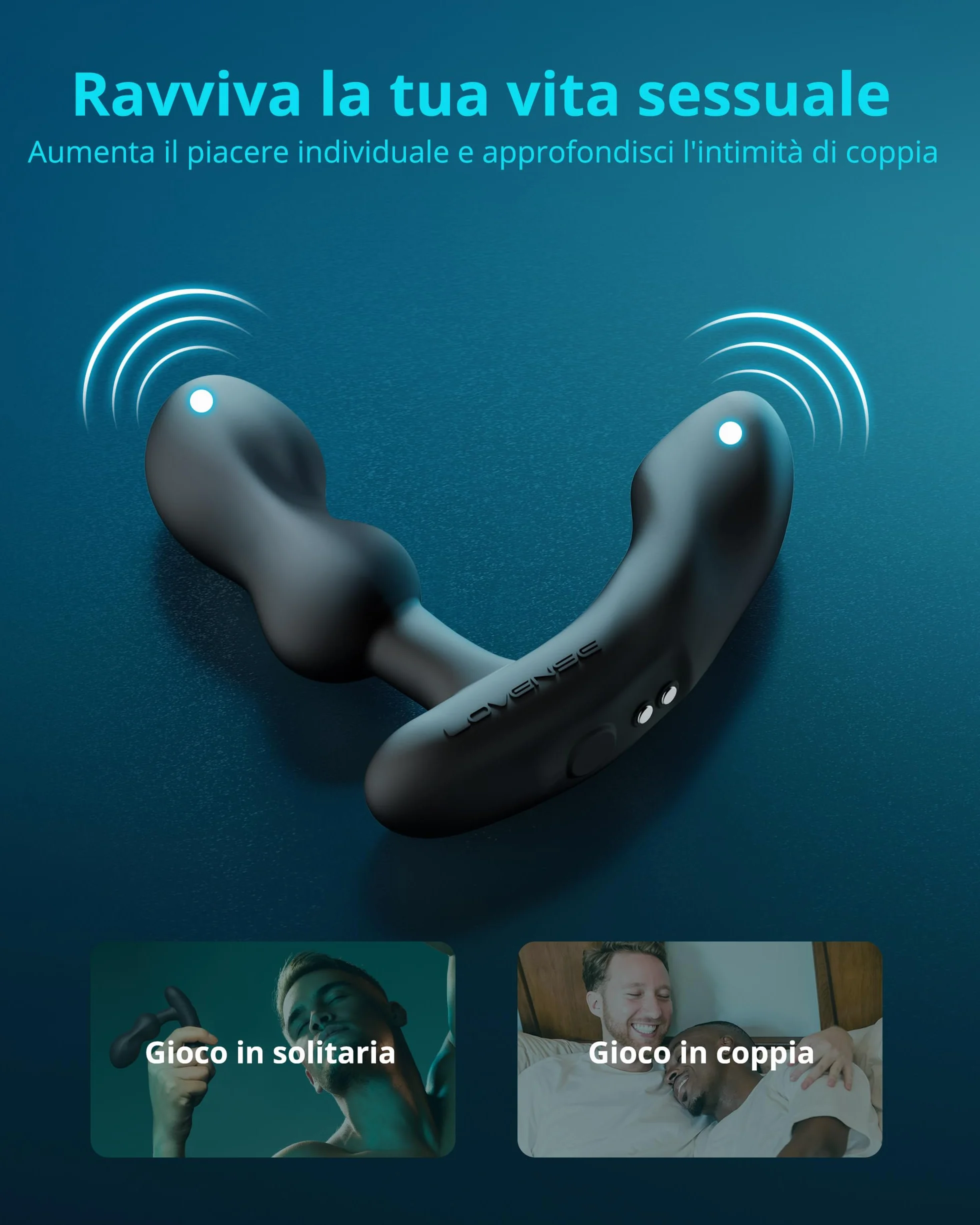 LOVENSE Edge 2 Massaggiatore Prostatico Vibrante Regolabile Bluetooth App Control, Vibratore Anale Telecomandato, Modalità di Vibrazione Personalizzate illimitate