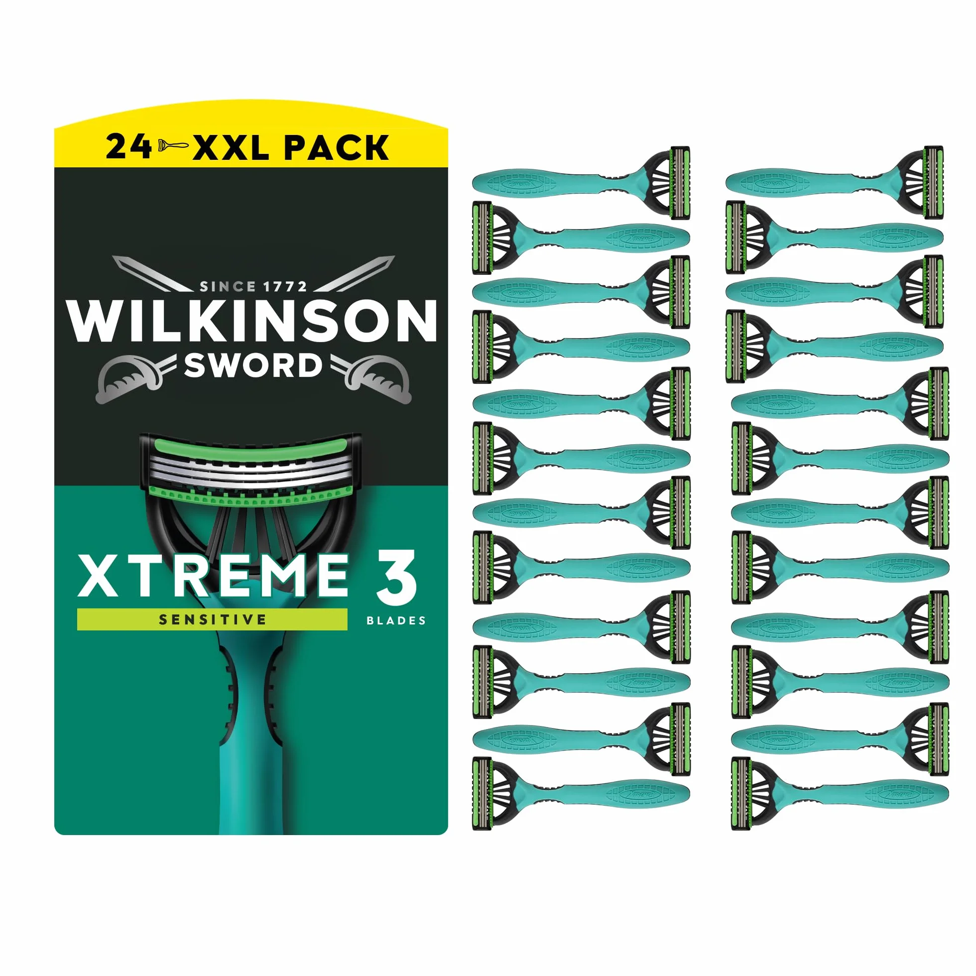 Wilkinson Sword Xtreme 3 Sensitive - confezione da 16+8 rasoi usa e getta da uomo