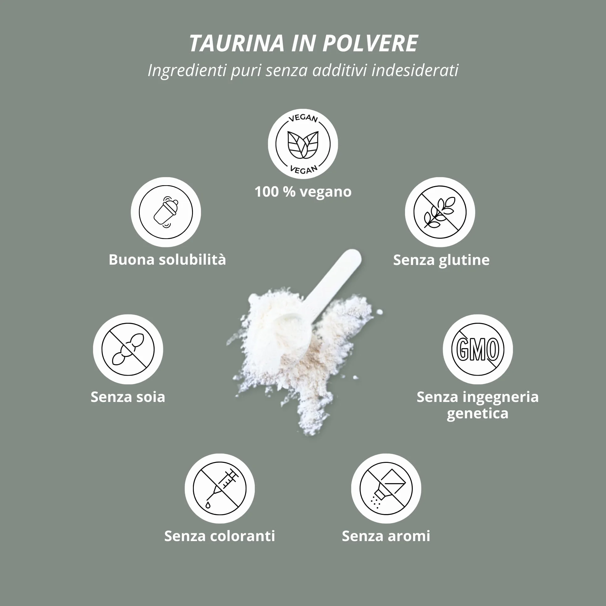 Taurina in Polvere 1 kg - Pura Taurina 1000 g - Vegana - Neutra - Naturale senza Additivi
