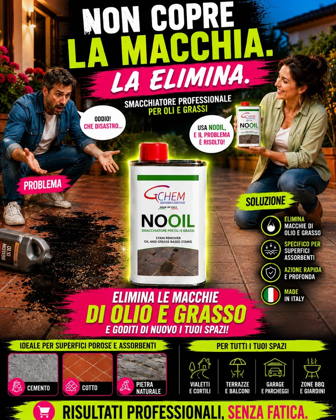 Smacchiatore Professionale per Marmo, Cotto, Pietra e Cemento - Rimuovi Macchie di Olio e Grasso