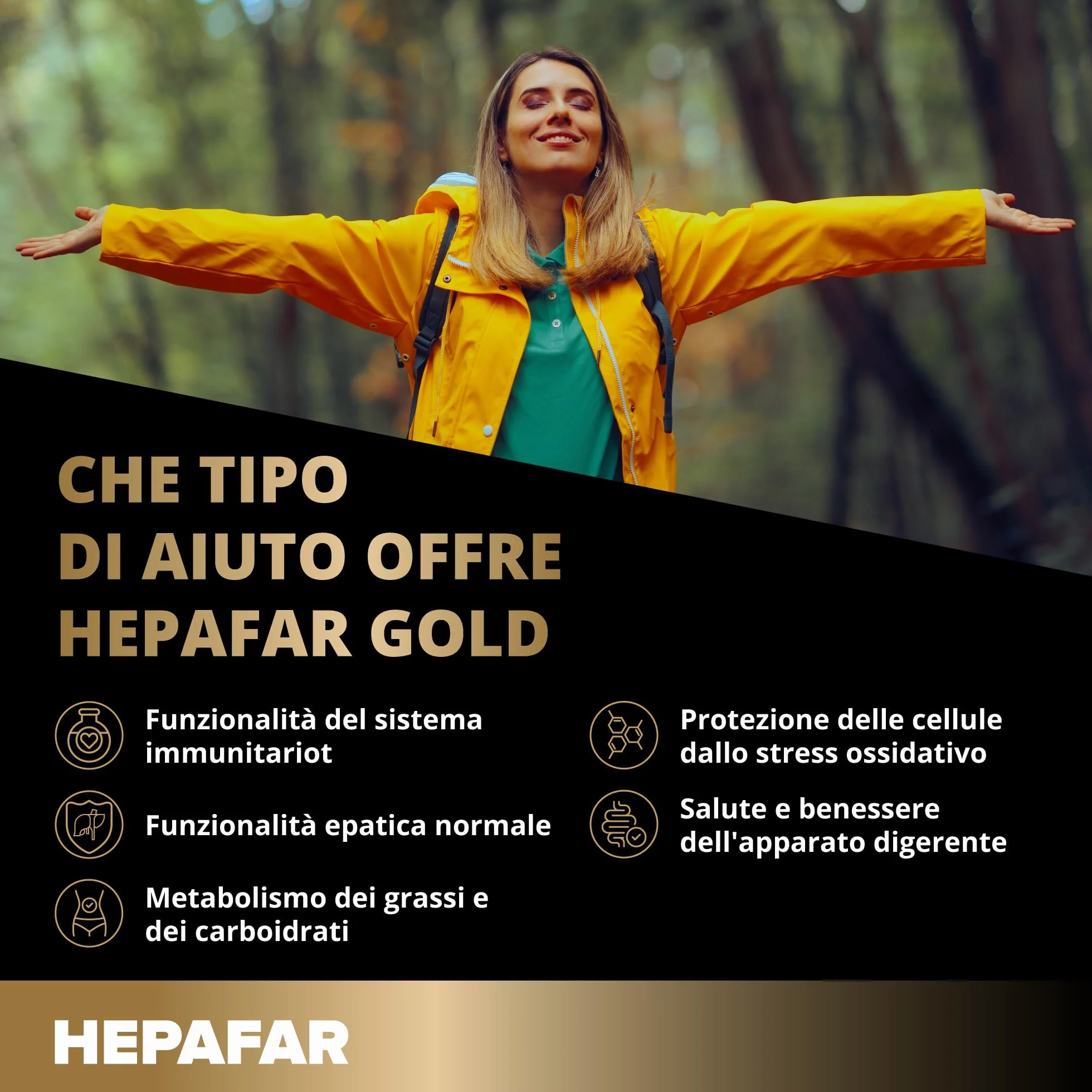 Hepafar Gold Premium Integratore per il Fegato con Glutatione, Curcuma, Cardo Mariano, 60 Capsule, Sensilab