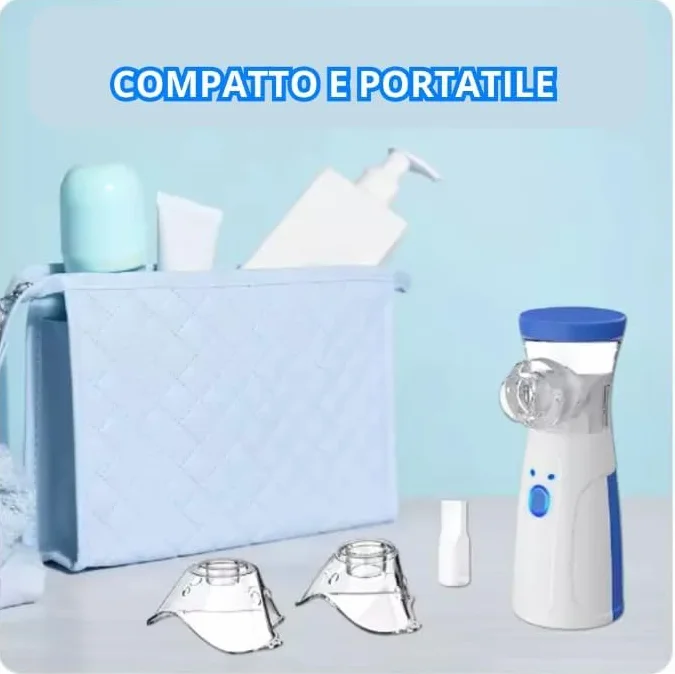 Nebulizzatore Portatile Silenzioso Inalatore con Maschere per Adulti e Bambini USB Ricaricabile