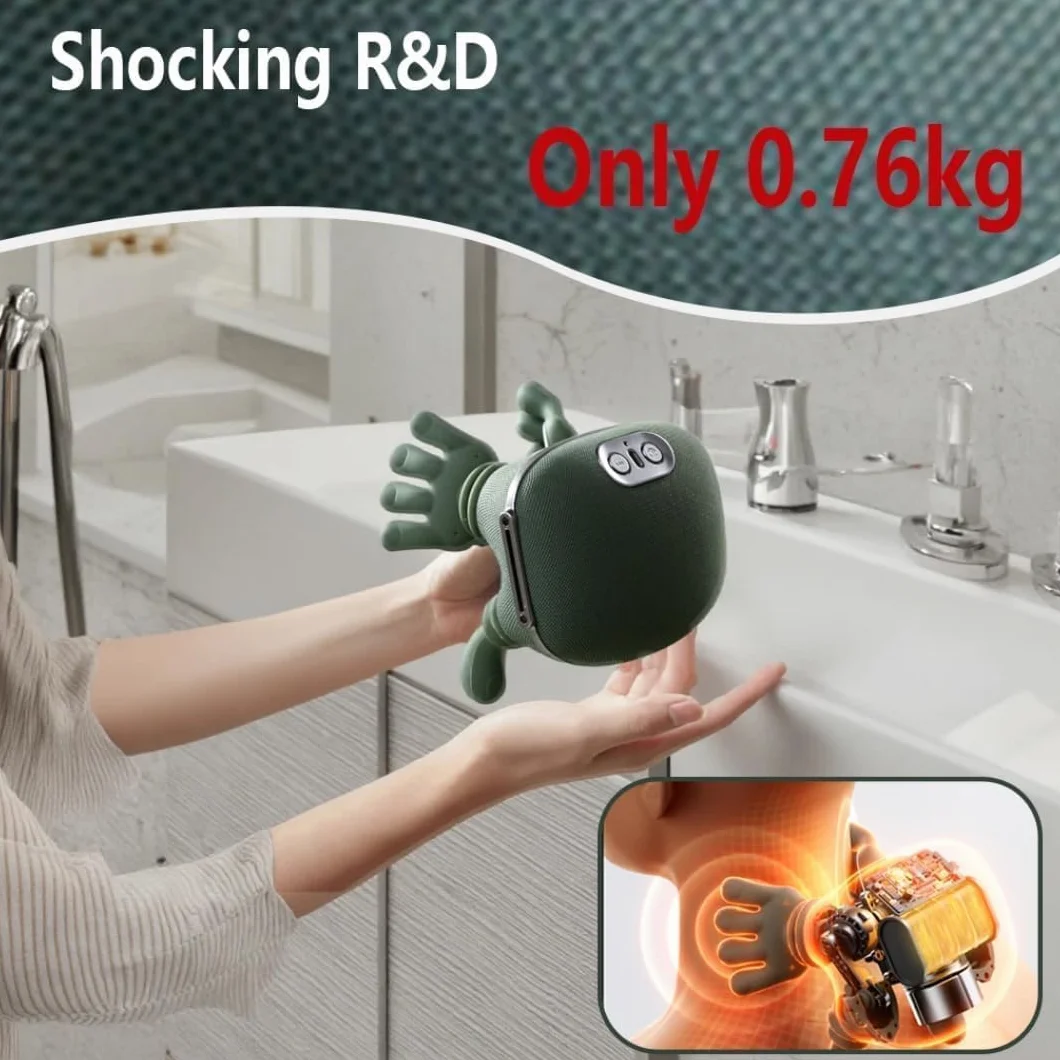 SQUADO Massaggiatore Cervicale Elettrico Shiatsu con Impastamento Profondo e Riscaldamento – Dispositivo Ricaricabile USB per Massaggio di Collo e Spalle, Portatile per Casa e Ufficio