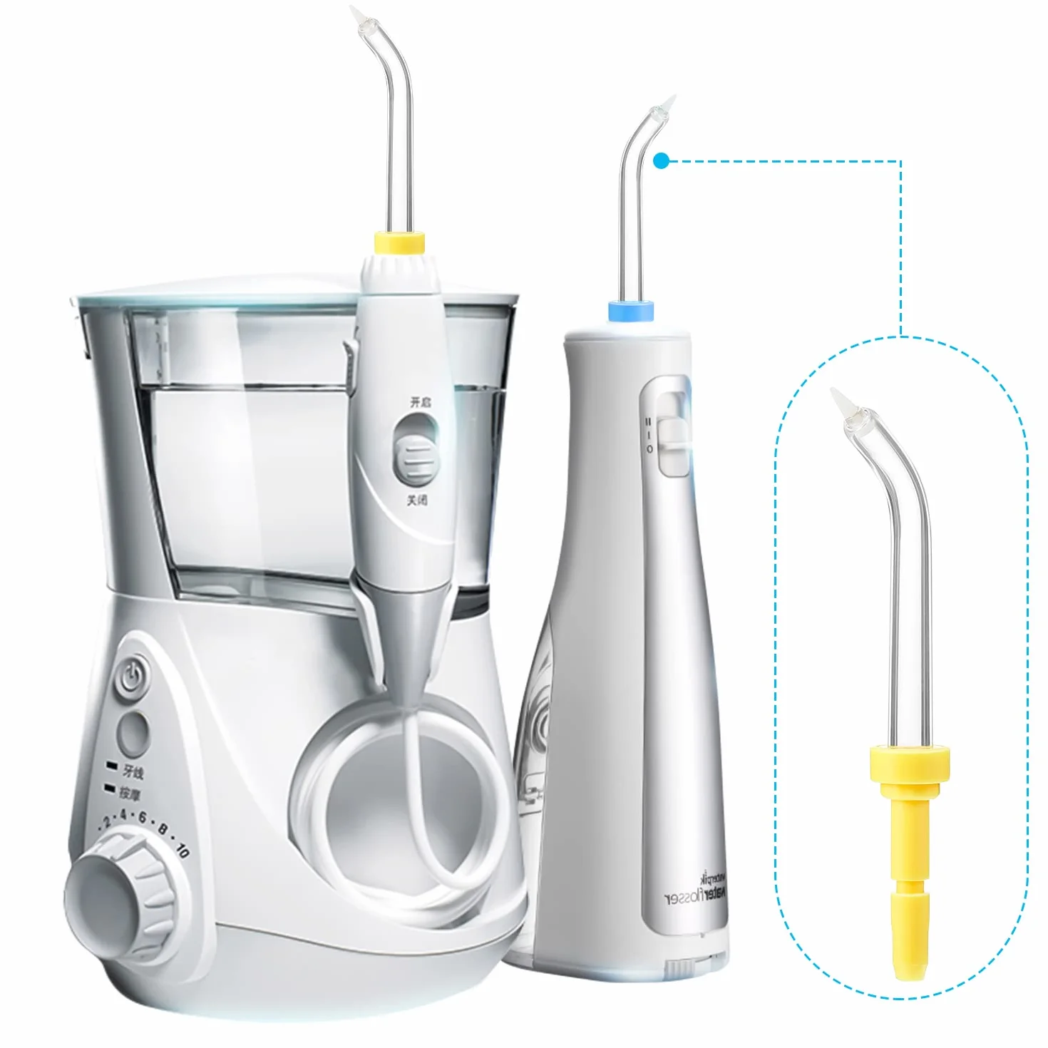 10 Pezzi Punte Idropulsore di Ricambio Compatibili con Waterpik Water Flosser WP-100, WP-100W, WP-260 e Altro Ancora, Include Punte Jet Classiche, Punte Spazzolino e Punte Tasca