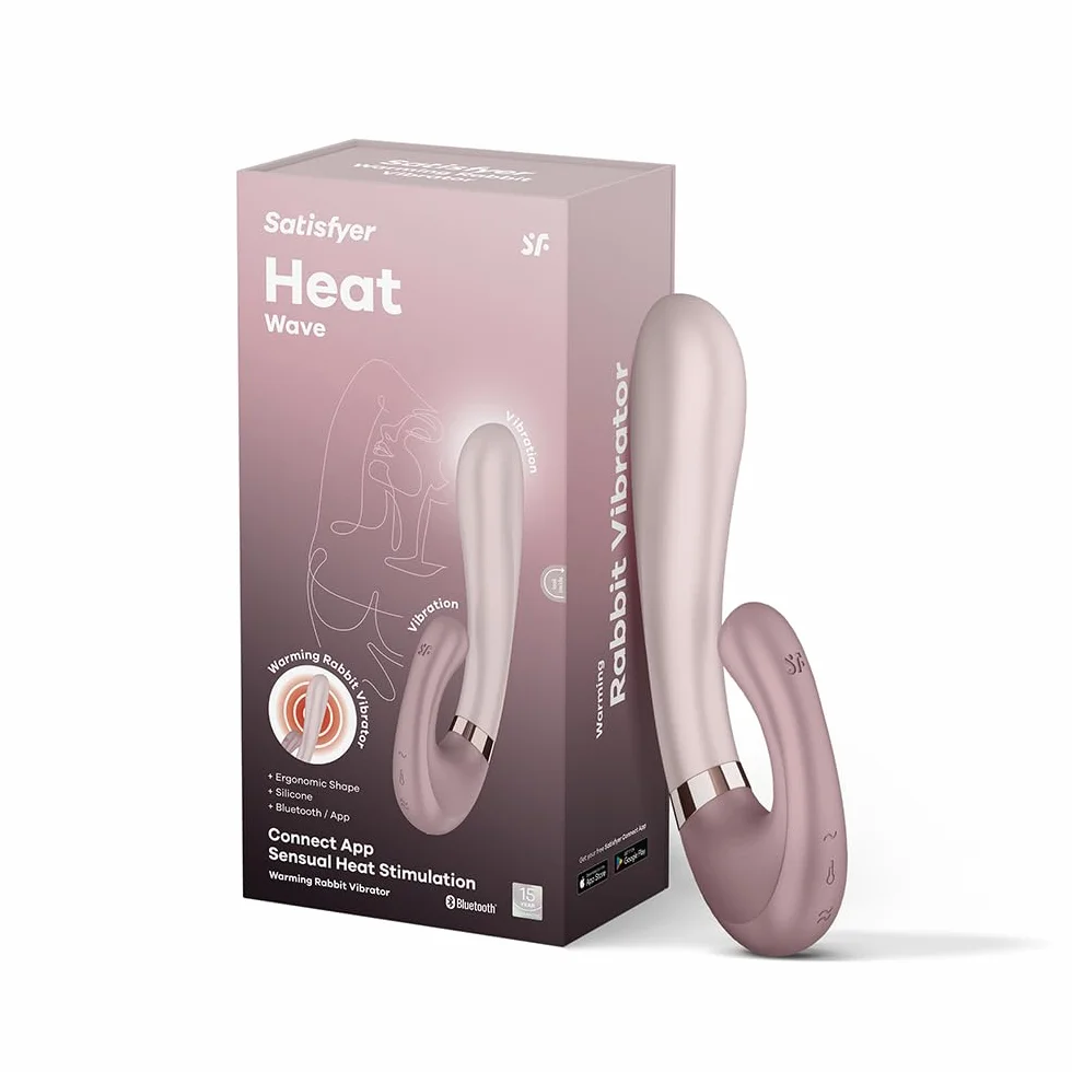 Satisfyer Heat Wave Connect App Dildo Vibrator | Vibratore coniglietto Bluetooth per Donne | Con Funzione Calore e Controllo App | Sex Toys Stimolazione Vibrante | Silicone di Grado medico