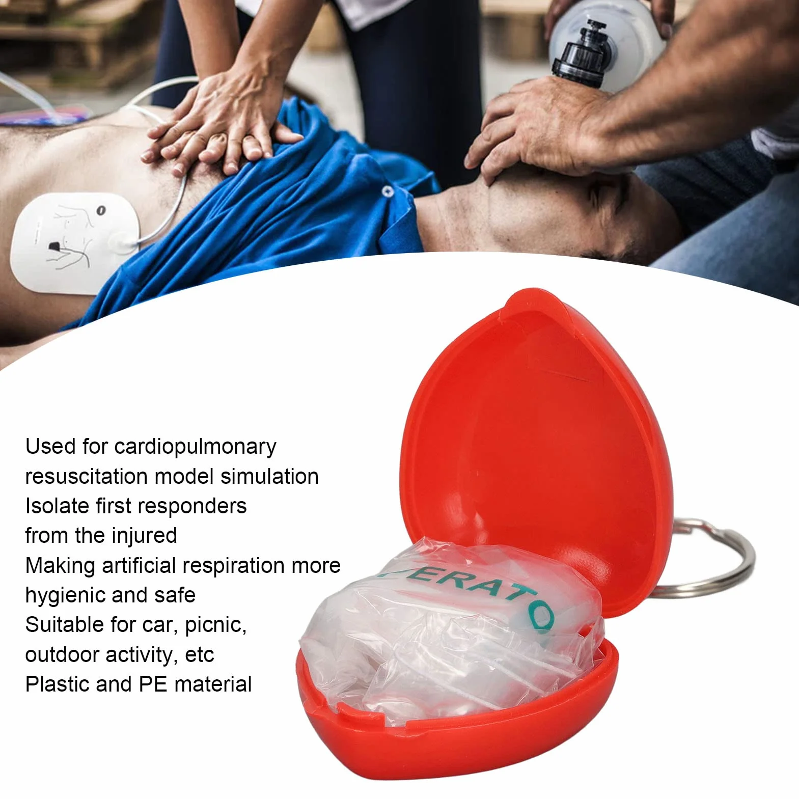 Maschera Facciale RCP 6 Pezzi con Valvola Unidirezionale Portachiavi Kit Emergenza
