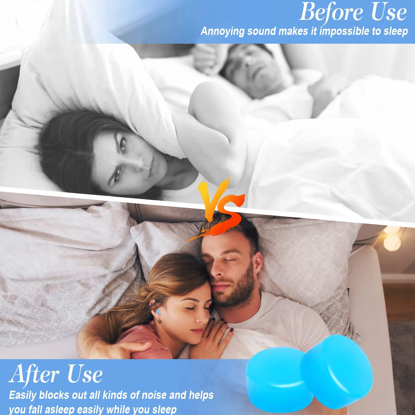 12 Paia Tappi Orecchio Silicone Riutilizzabili tappo per Dormire e Nuoto orecchia Antirumore Morbida Modellabili per Bambini e Adulti (Blu)