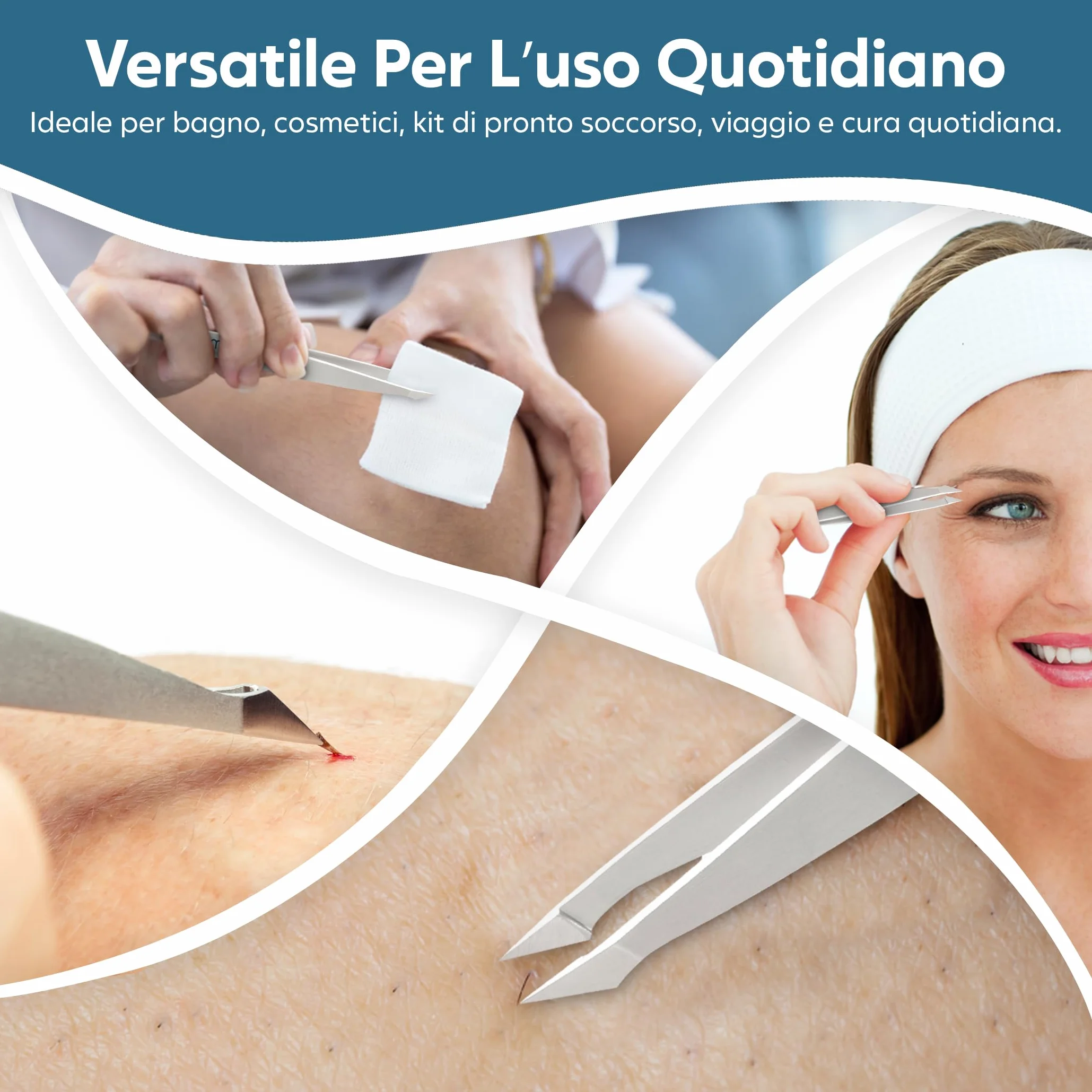 REMOS Pinzetta combinata in acciaio inox 9,5 cm - 2in1 per doppie punte e capelli - Satinato