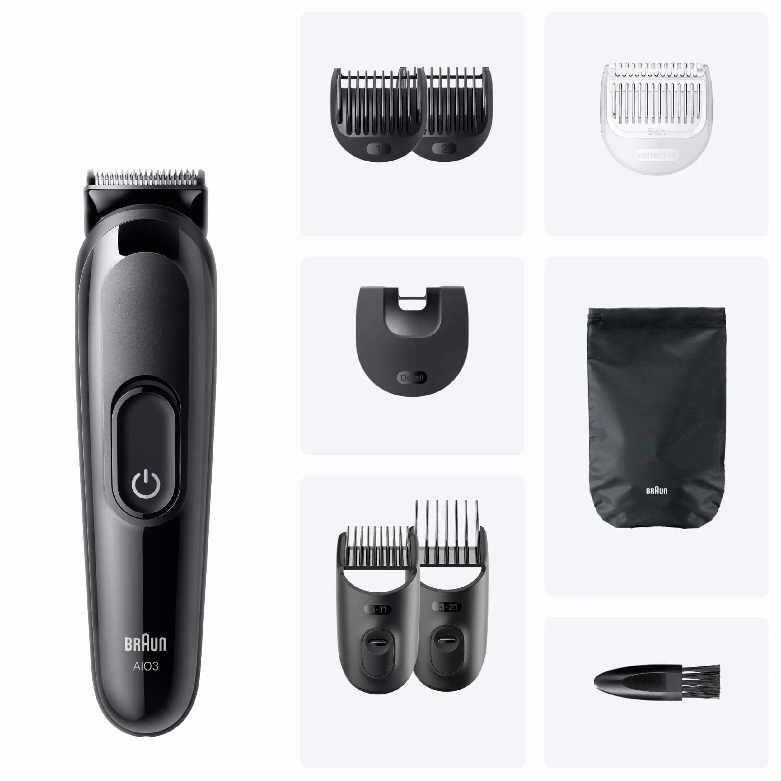 Braun Series 3 All-in-One 8in1 Rasoio Elettrico Barba e Capelli, Lama Ultra Affilata, 14 Lunghezze, 50 Min Autonomia