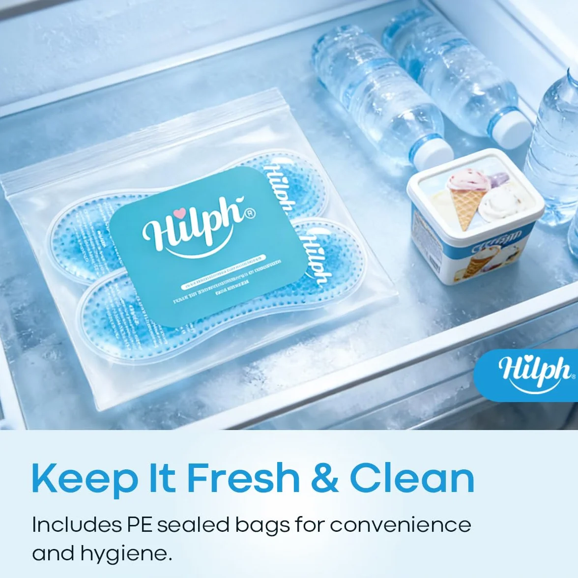 Hilph Compressa Gel Fredda Calda Postpartum, 2 Nuclei Riutilizzabili + 24 Custodie, Cuscinetto Refrigerante Perineale