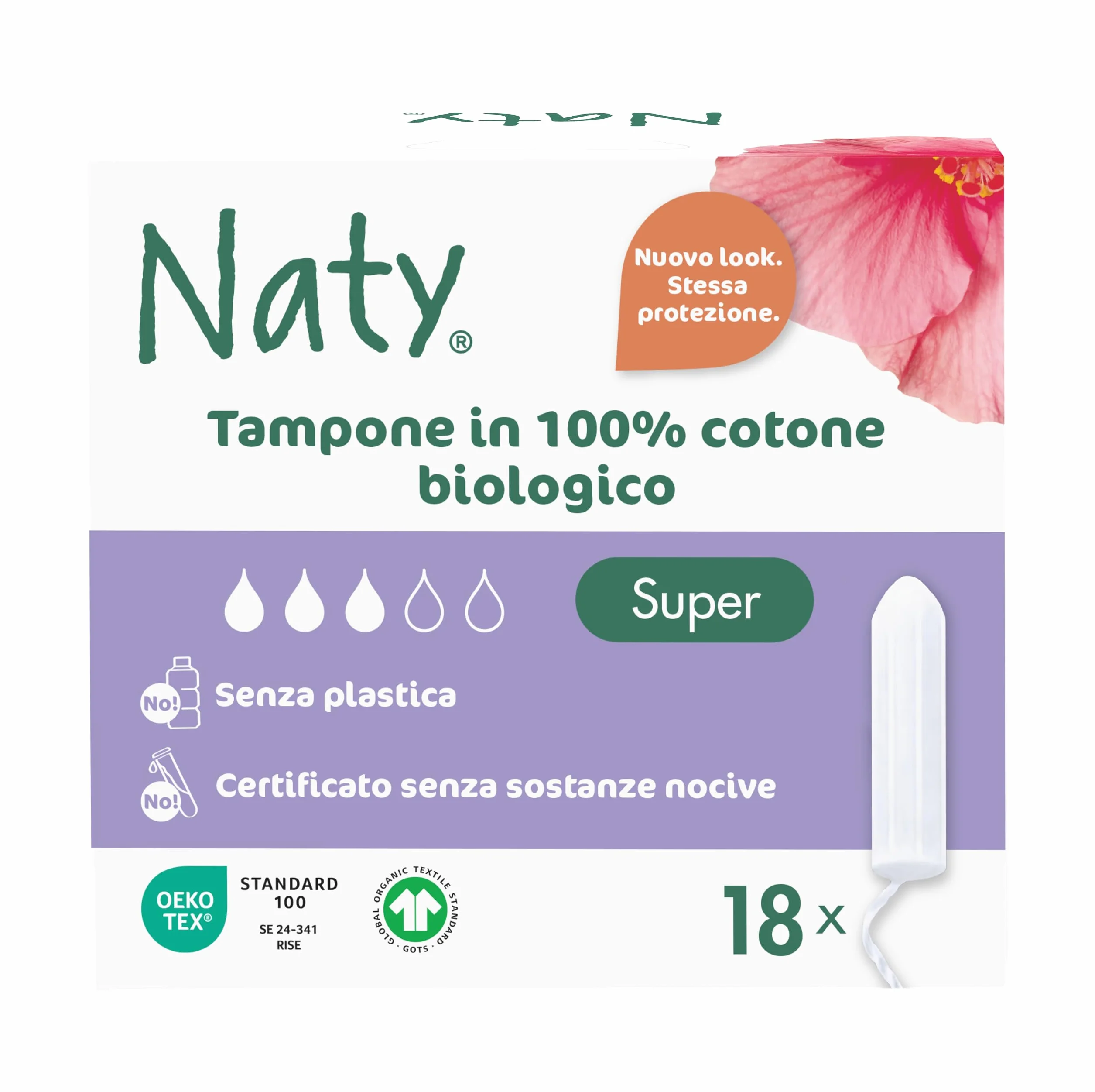 Eco By Naty Assorbenti Interni Super 18 sztuk 0% Plastica Fibre Vegetali