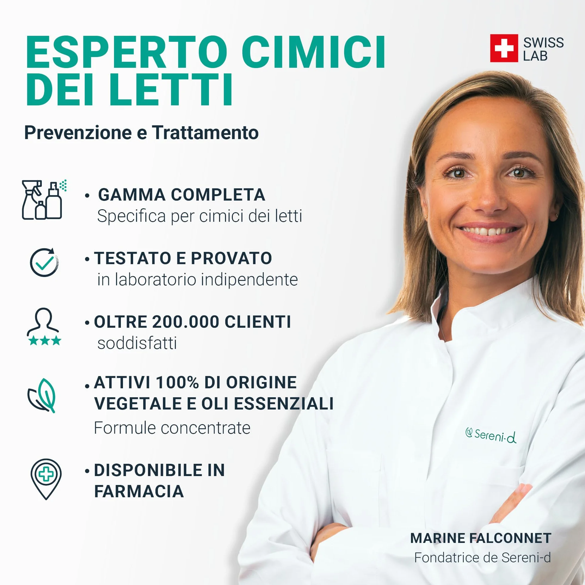 Sereni-d SWISS LAB PIASTRE LETTO repellenti per CIMICI DEI LETTI x4
