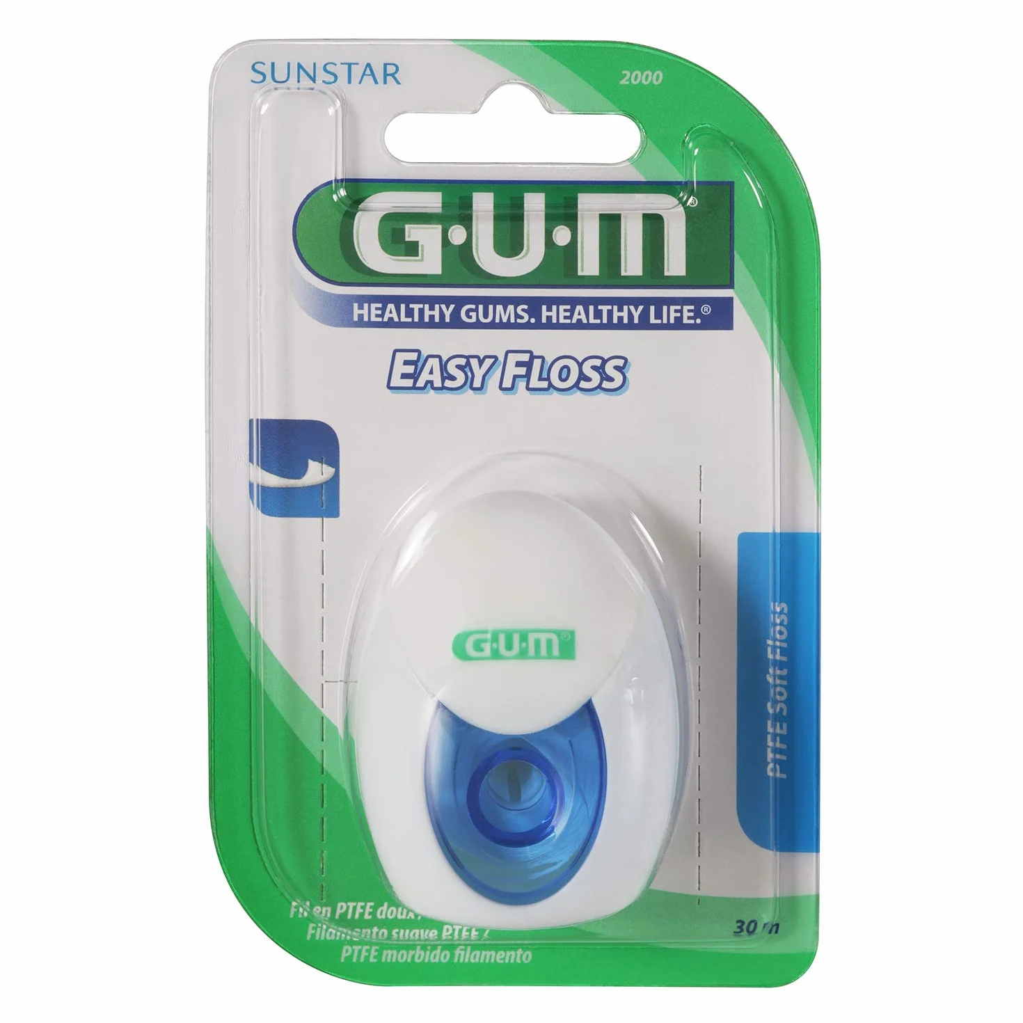 GUM Easy Floss - Filo interdentale in PTFE, 30 m, confezione risparmio da 3 pezzi