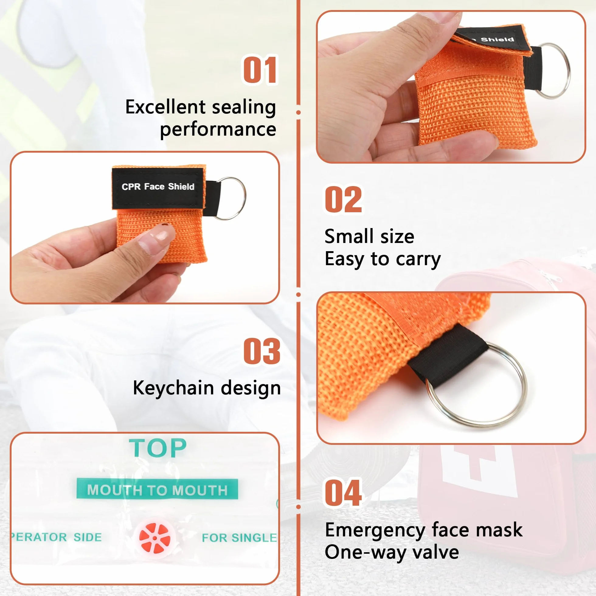 Pocket Mask Primo Soccorso Mascherine Rianimazione con Portachiavi CPR Face Shield Usa e Getta Kit Emergenza