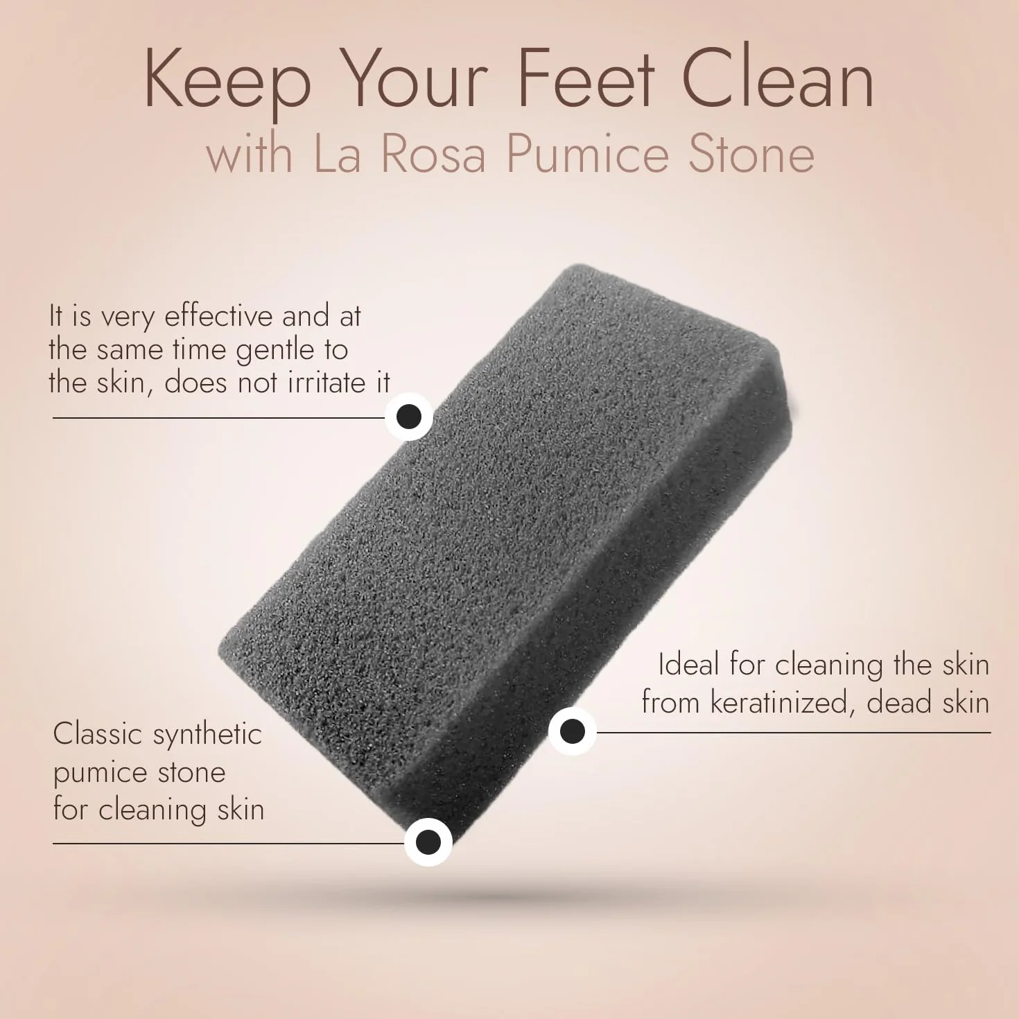 LaRosa PUMICE SPA Spugna Pomice Intera Nera Texture Morbida