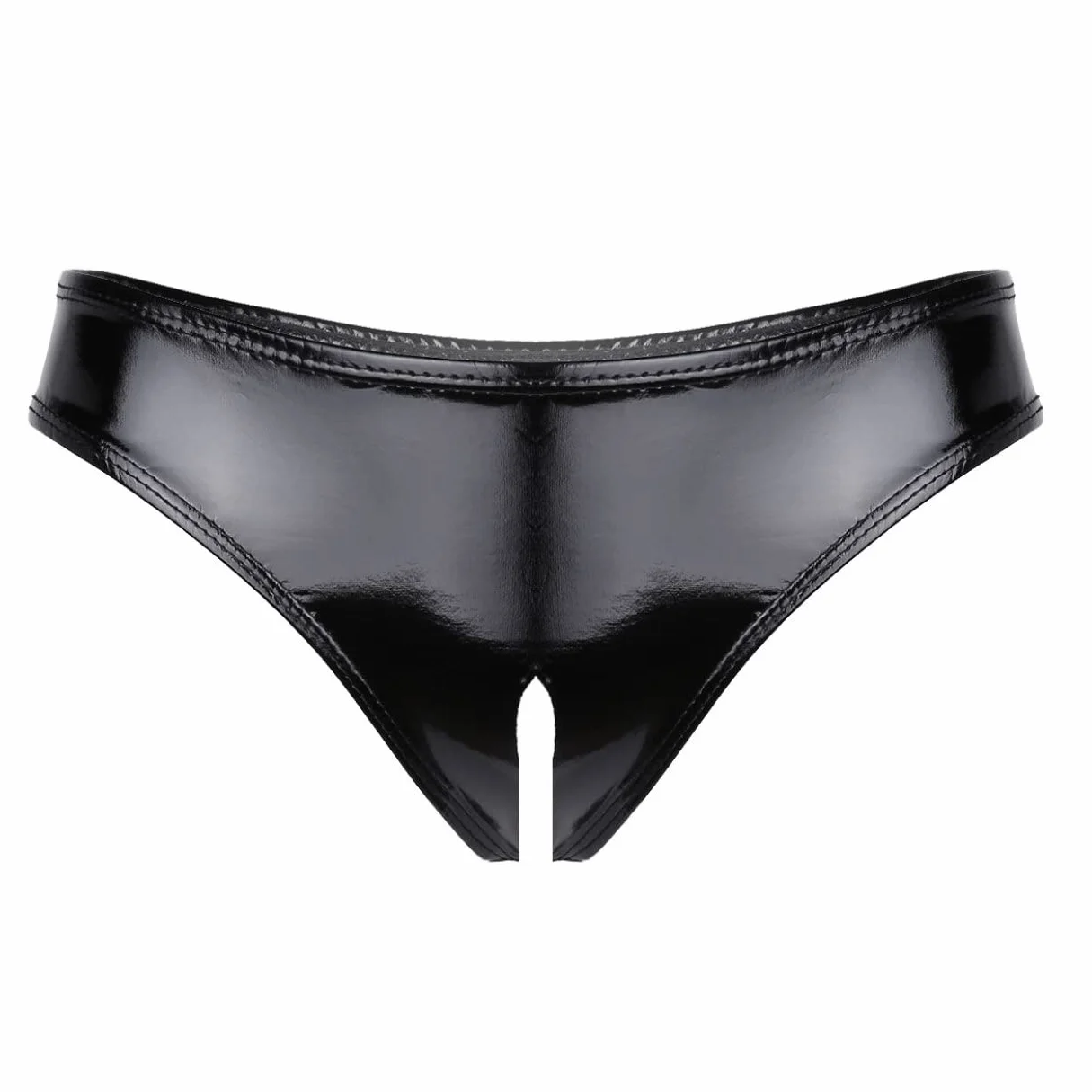 Hansber Black E Pelle Slip Donna Ouvert Passo Aperto Mutandine Low Waist Hot Pants Panty Lingerie Senza Cavallo G-String Shorts Erotico Lingerie Notturna