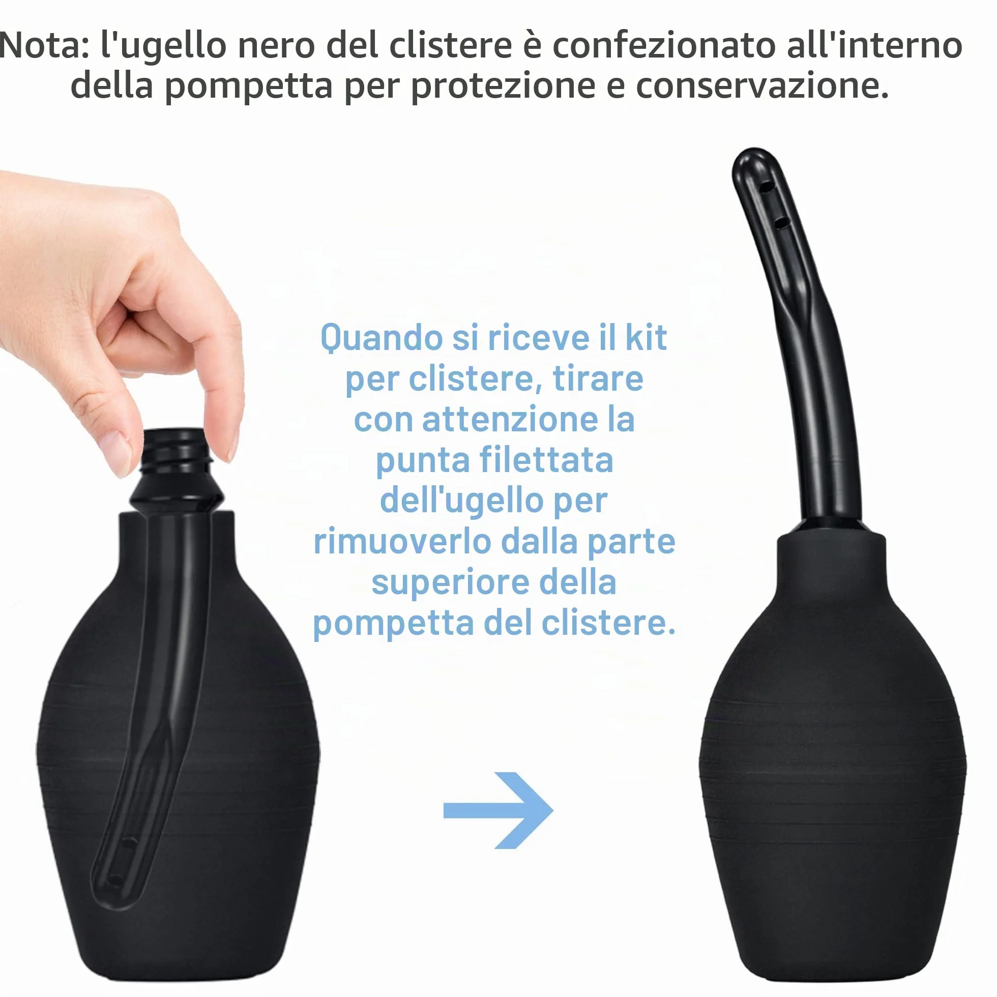 TopQuaFocus 294ml Lampadina per clistere Doccia anale Caffè per clistere per uomo Donna Pulizia punte 4,8' (nero)