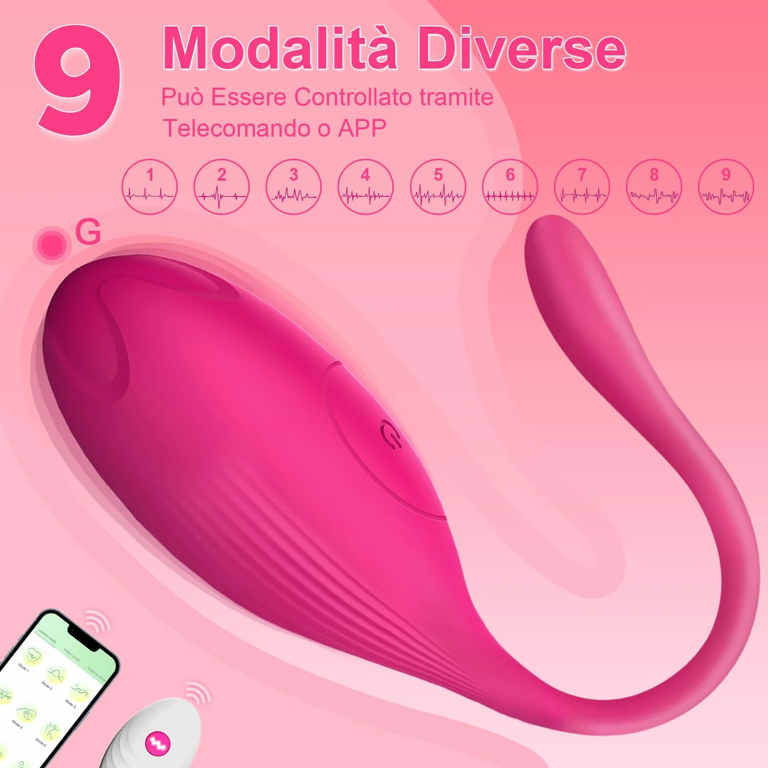 Ovetto Vibrante Donna Telecomando Vibratoreper Donna Vibratore Sexytoysys Coppia Con App 9 Modalità Vibratoreper Donna Professionale Wireless Vibratori Donne Sex Toys (Rosa)