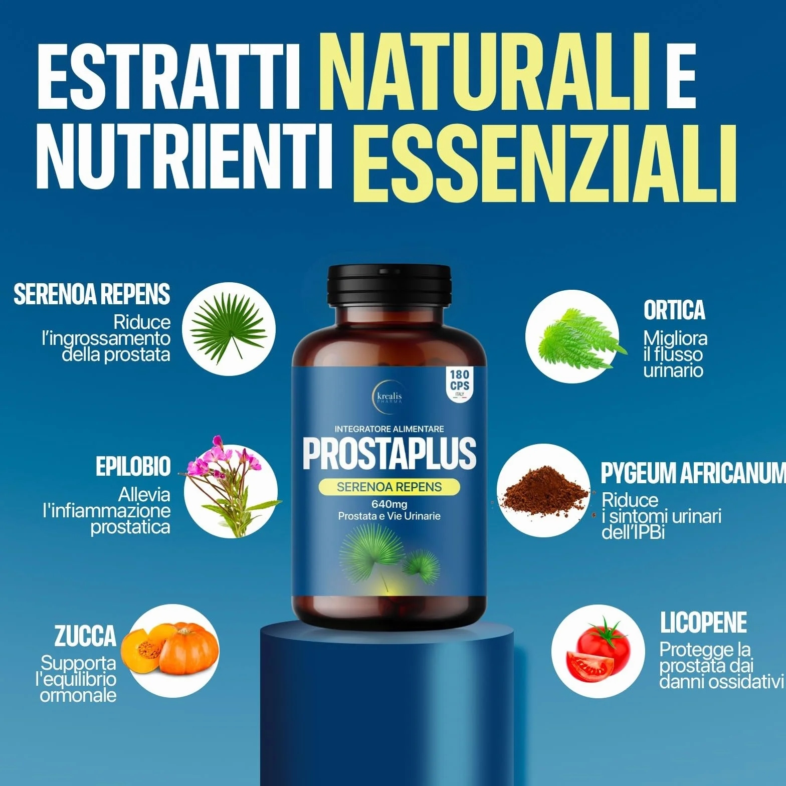 Serenoa Repens 640mg 180 Capsule Saw Palmetto Prostata Integratore Formula Potente 6 Estratti Benessere Uomo