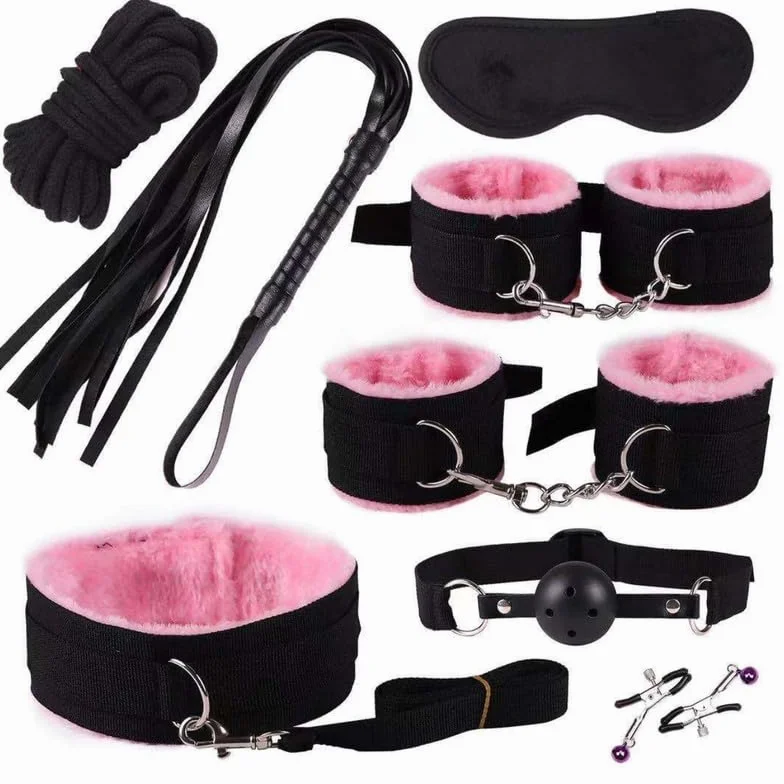 Set Fitness Multifunzionale da 8 Pezzi in Nylon Rosa alla Moda, Fitness Divertente A Casa, Attrezzatura Yoga Regolabile, Regalo per Coppie