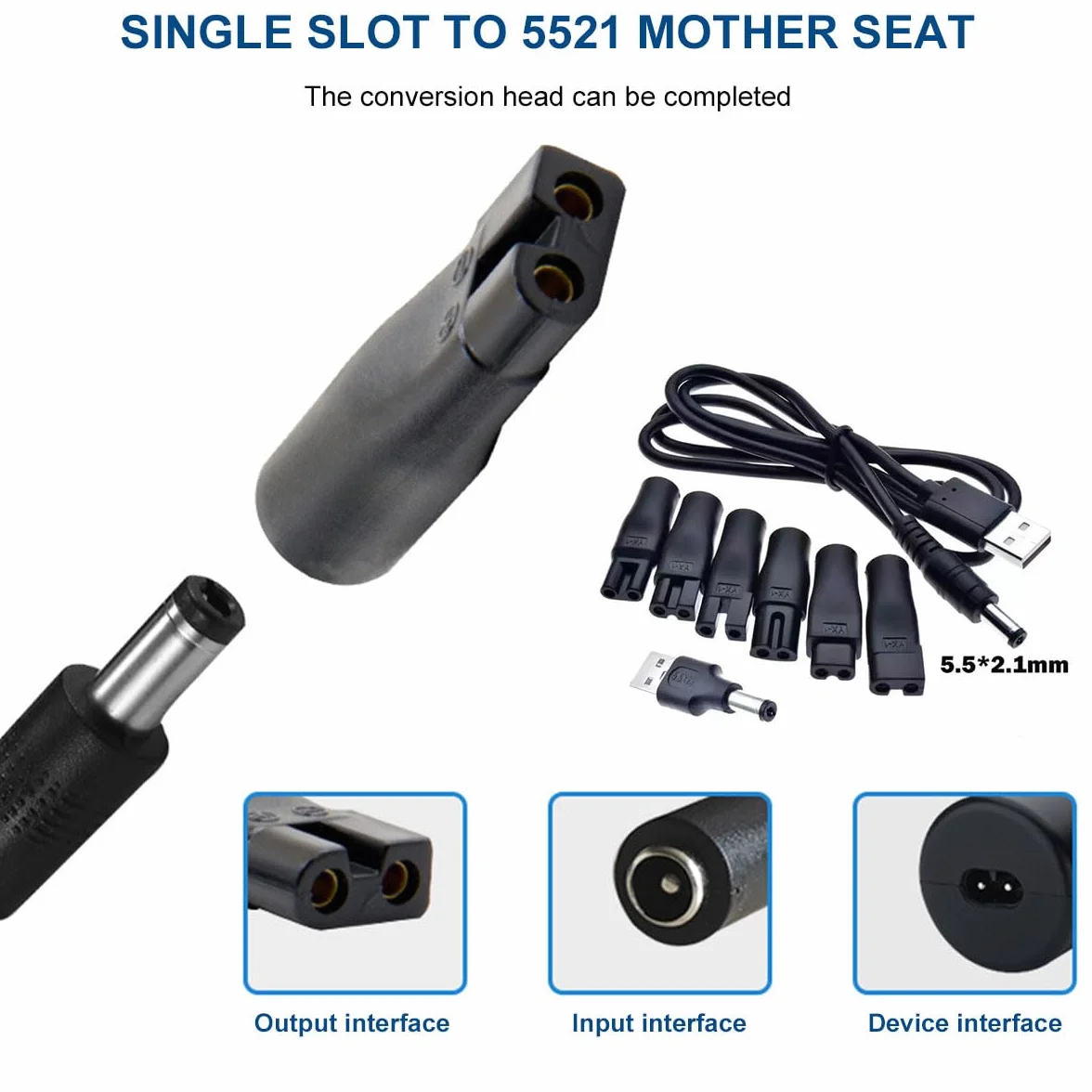 Cavo Caricabatterie USB Universale per Rasoio con 6 Adattatori 5V