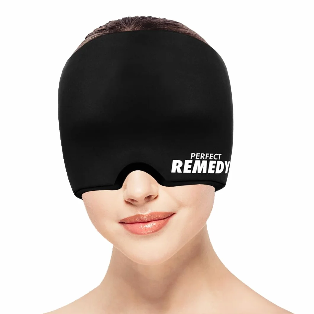 Neurocuffia Cappuccio per Mal di Testa con Cuscinetto di Ghiaccio Gel Riutilizzabile Integrato – Cappello Emicrania Sinusite 360° (Nero)