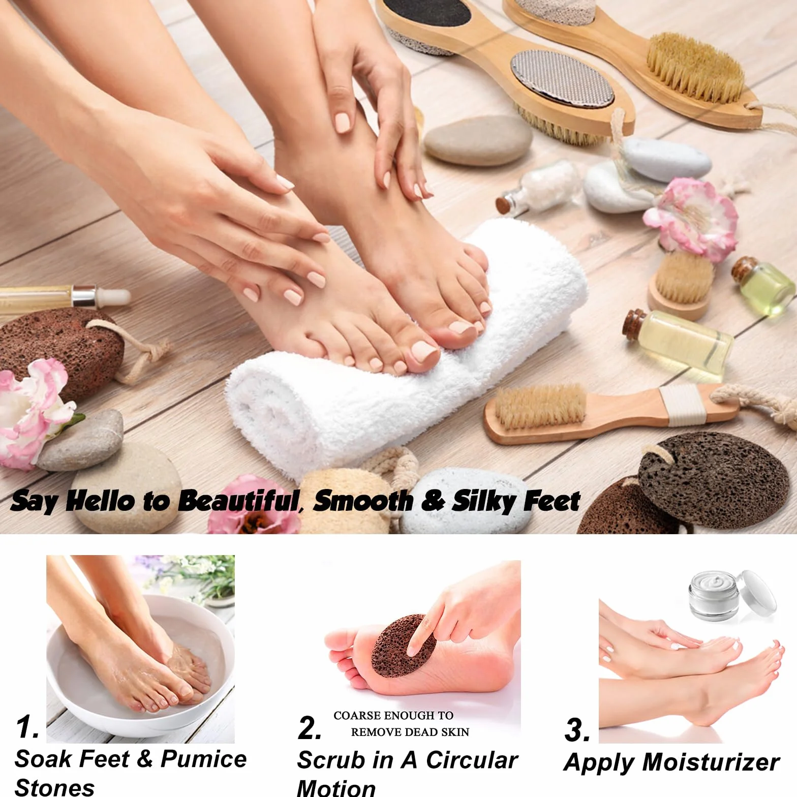 PHOGARY Pietra Pomice Naturale 1 Pezzi Cura del Piede Rimozione Calli e Peeling Piedi Esfoliazione Pelle Morta Nero