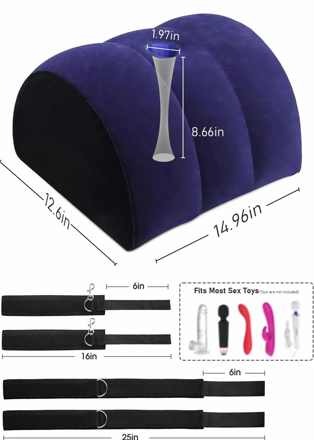 Cuscino gonfiabile da bondage con manette per piedi, blu, per coppie principianti