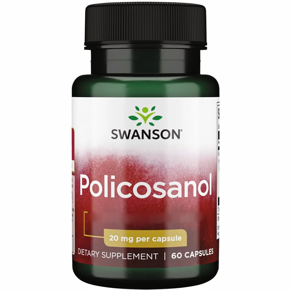 Swanson Policosanol, 20mg, estratto dalla canna da zucchero, alta dose, 60 capsule, Testato in Laboratorio, Senza Glutine, Senza Soia, Non OGM