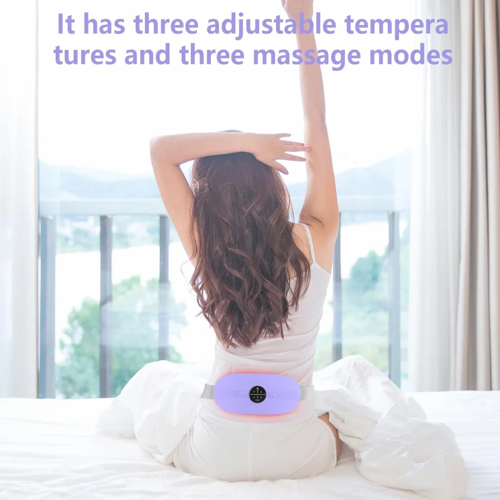 Portatile Fascia riscaldante dolori mestruali,con regolabili 3 Livelli di Calore e 3 modalità di Massaggio,Cuscinetto Riscaldante Mestruale Può alleviare Dolore Lombare/Schiena/Crampi