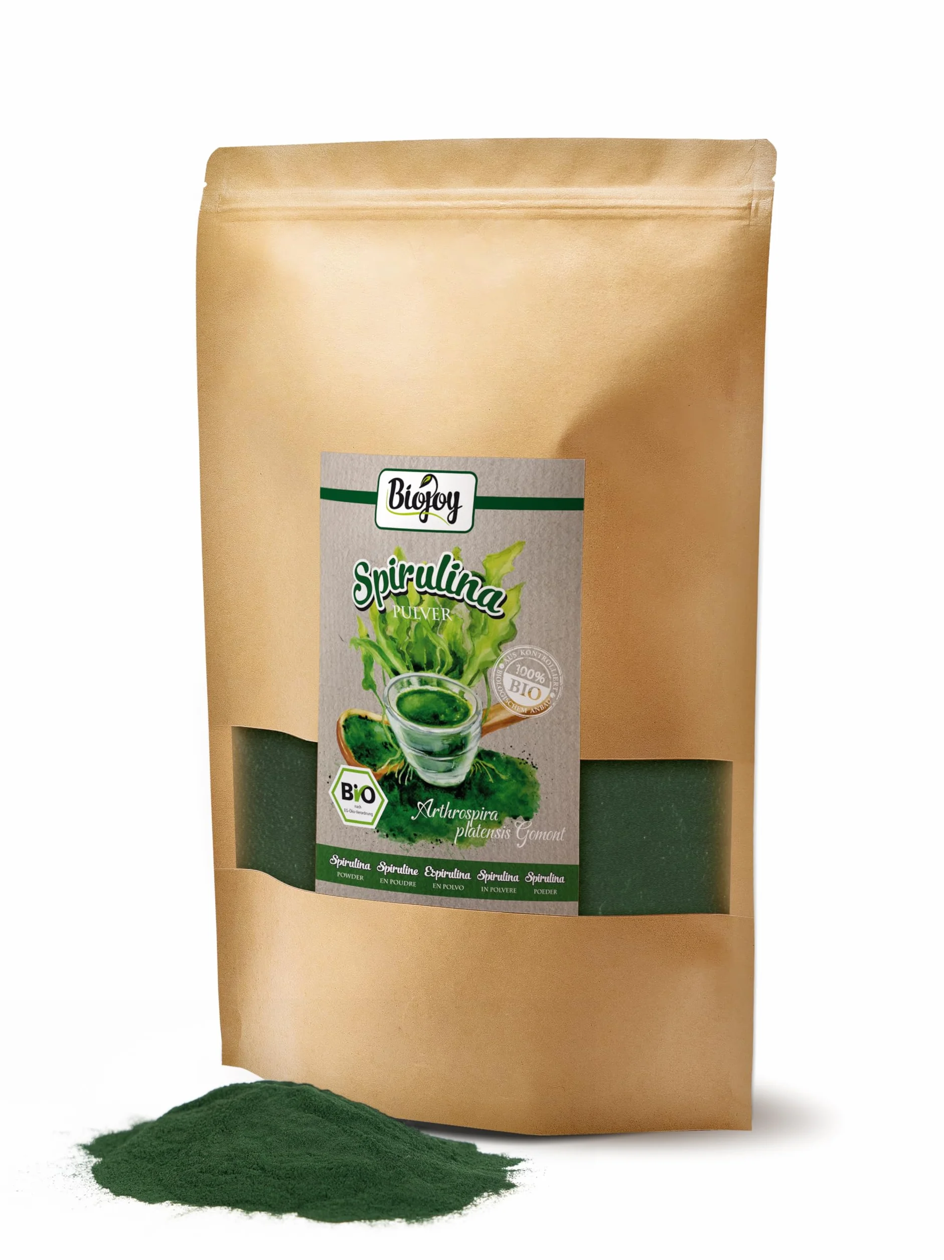 Biojoy Spirulina Biologica in Polvere 1 kg Pura Senza Additivi Arthrospira platensis