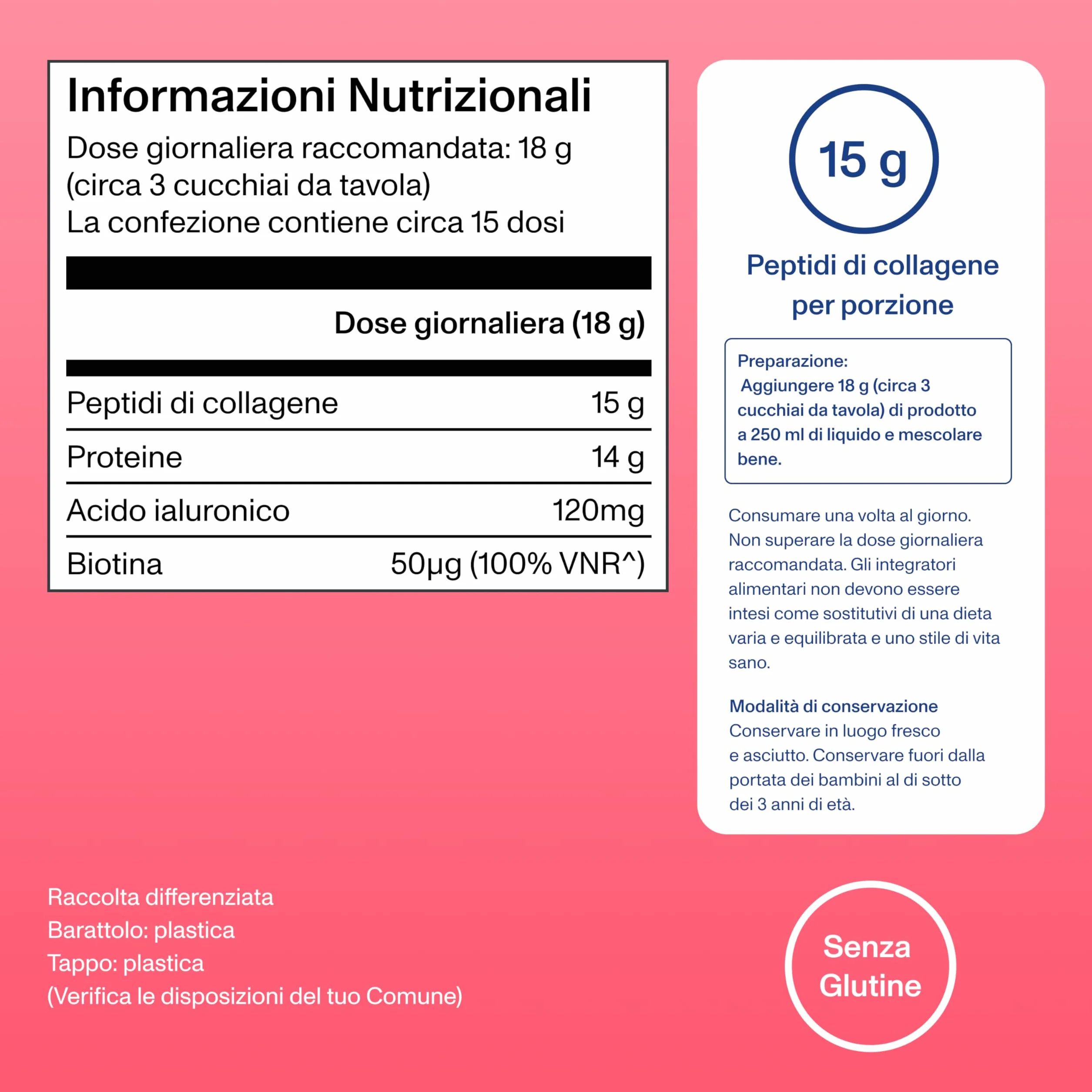 Vital Proteins Beauty Collagen integratore collagene idrolizzato polvere fragola limone 15g peptidi per porzione 271g