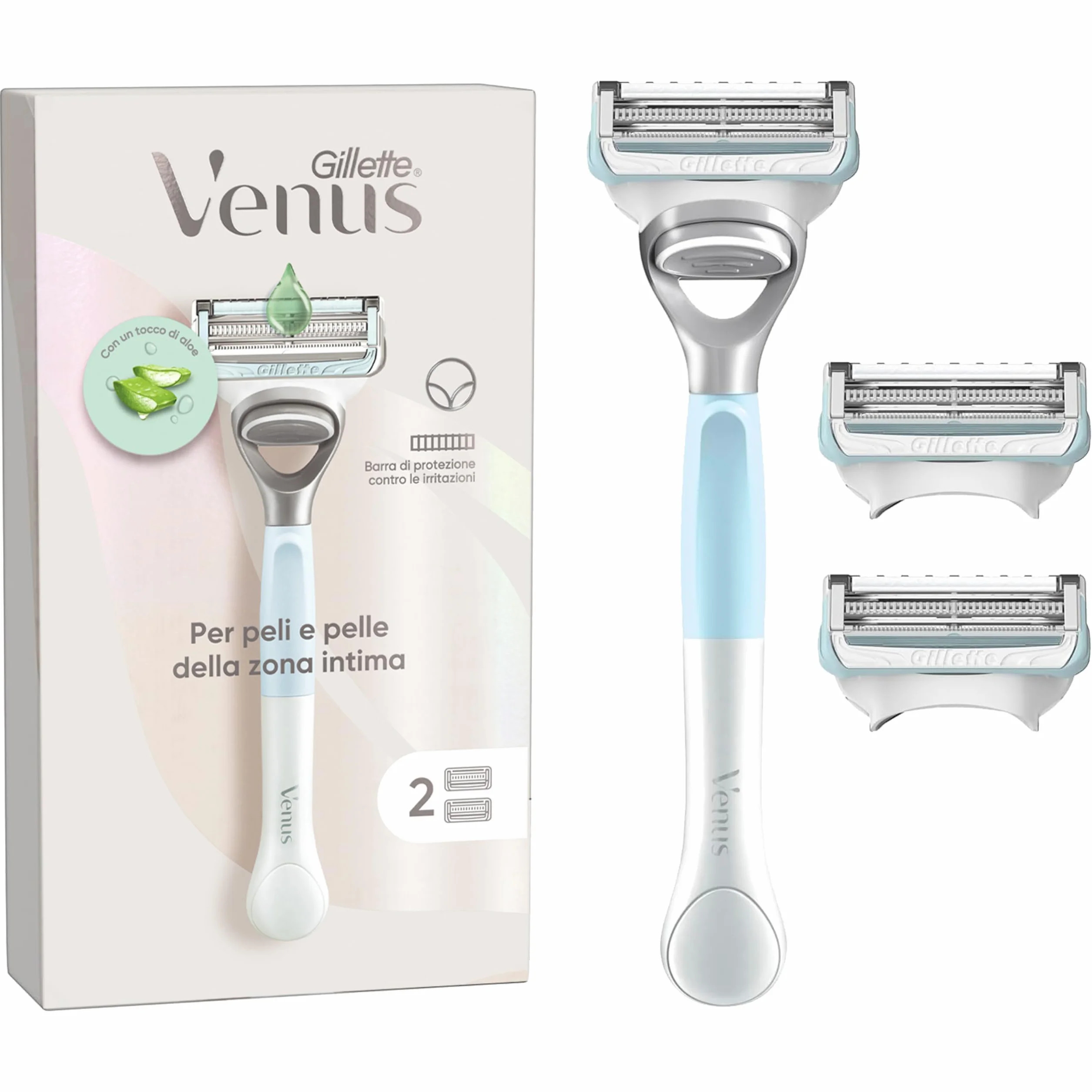 Gillette Venus Rasoio Parti Intime Donna + 2 Lamette Ricambio