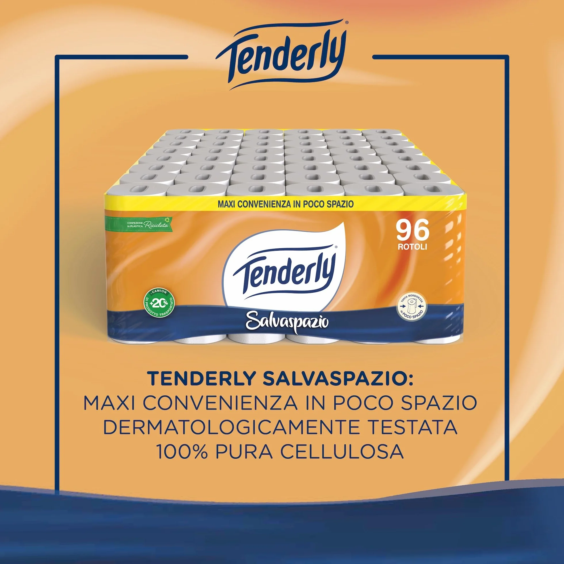 Tenderly Salvaspazio Carta Igienica 90 Rotoli 2 Veli 220 Strappi con Malva e Calendula