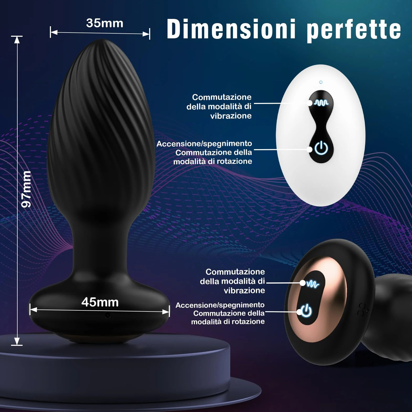 Vibratore Anale Dildo per Uomo con 7 Rotazione e 7 Vibrazione, Sex Toys Sessuali per Coppia