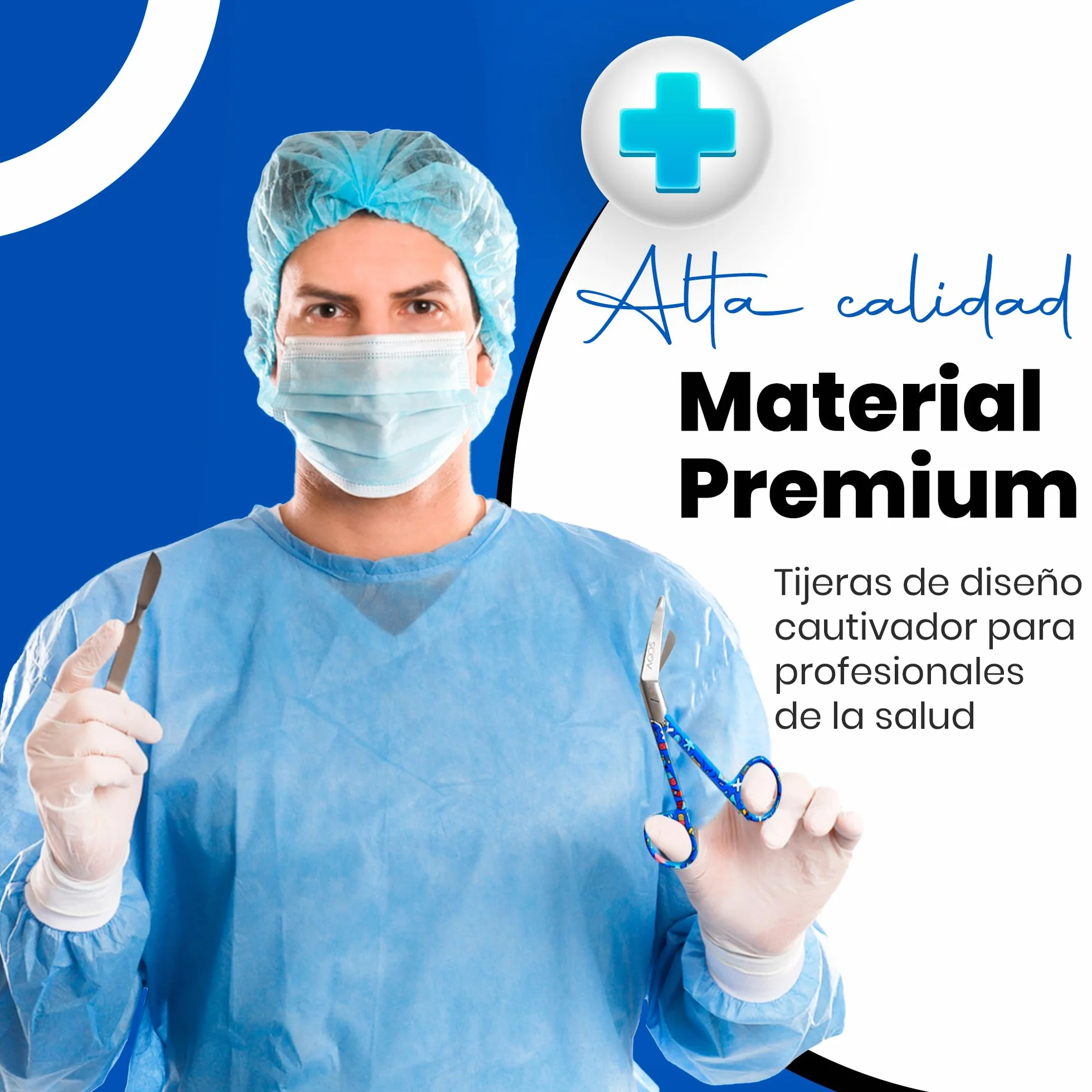 Nurse By Aqos - Accessori per infermiera - Nurse Accessories - Infermiera - Forbici da infermiera - Nurse Gadgets - Forbici Infermiera (Fiore Blue)