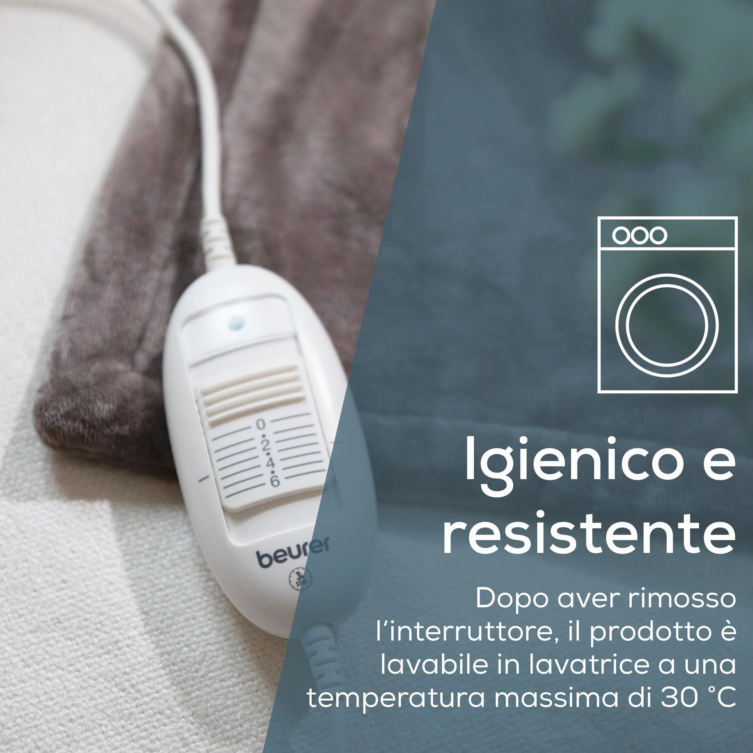 Beurer HD 75 Cosy Coperta Elettrica con Dispositivo di Termoregolazione Elettronico, 6 livelli di temperatura e spegnimento automatico dopo 3h, colore Taupe