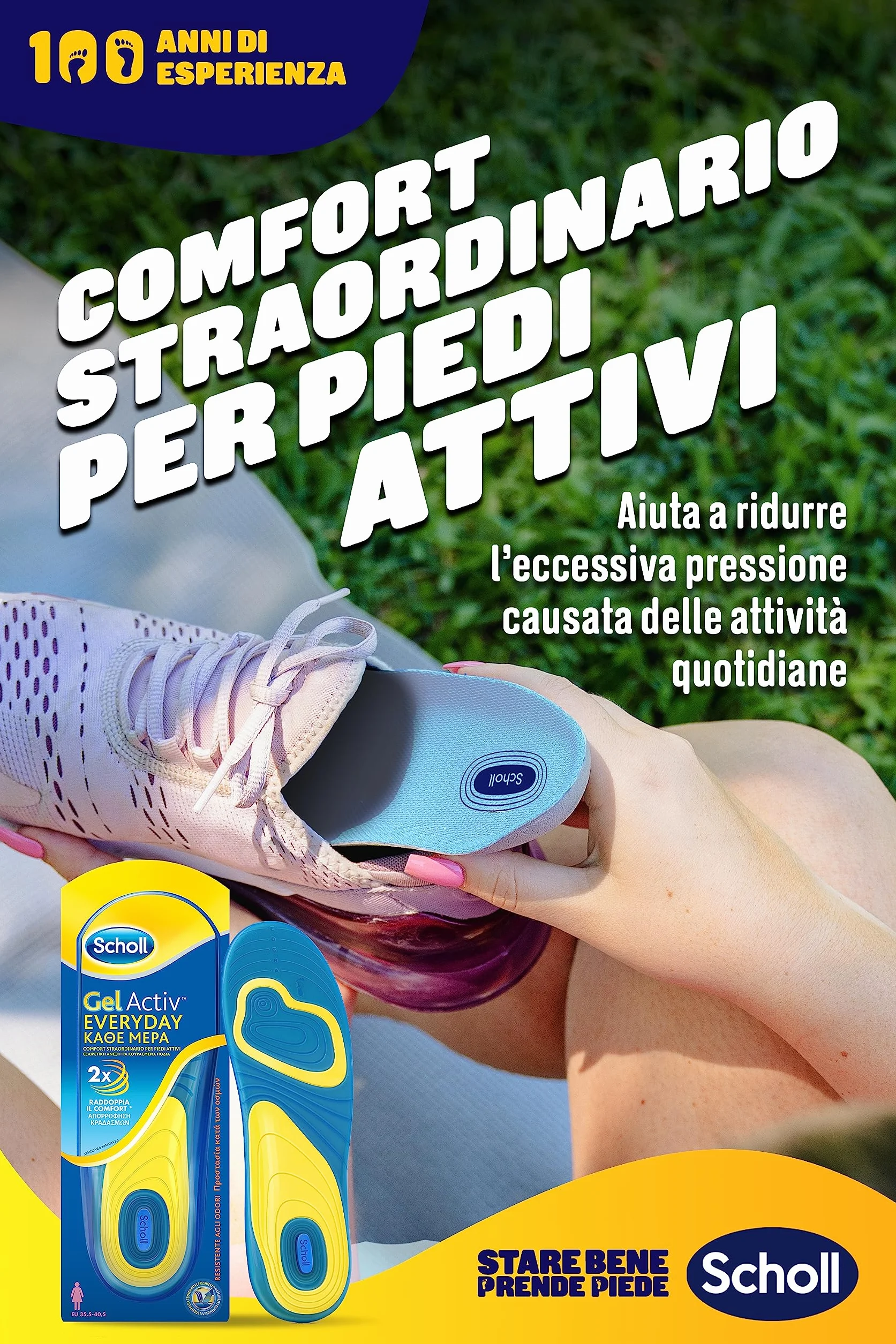 Scholl Solette Gel Activ Everyday Antiodore Donna Ammortizzazione Assorbimento Urti 35-40.5 1 Paio
